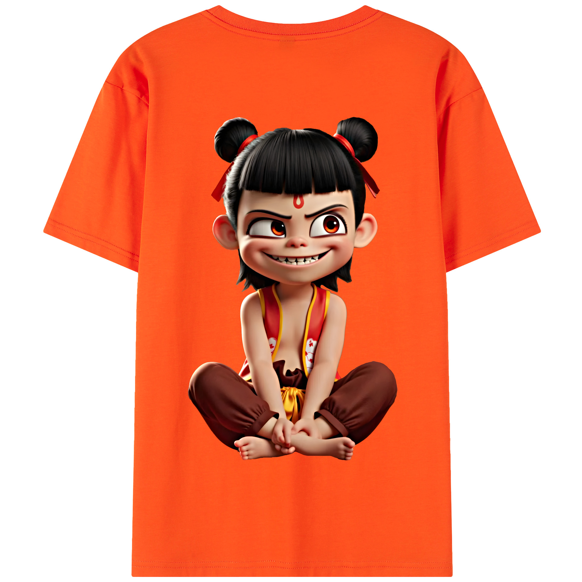（画像用） Ne Zha 2 ナタ 魔童の大暴れ 綿100％半袖Tシャツ（背面プリント）