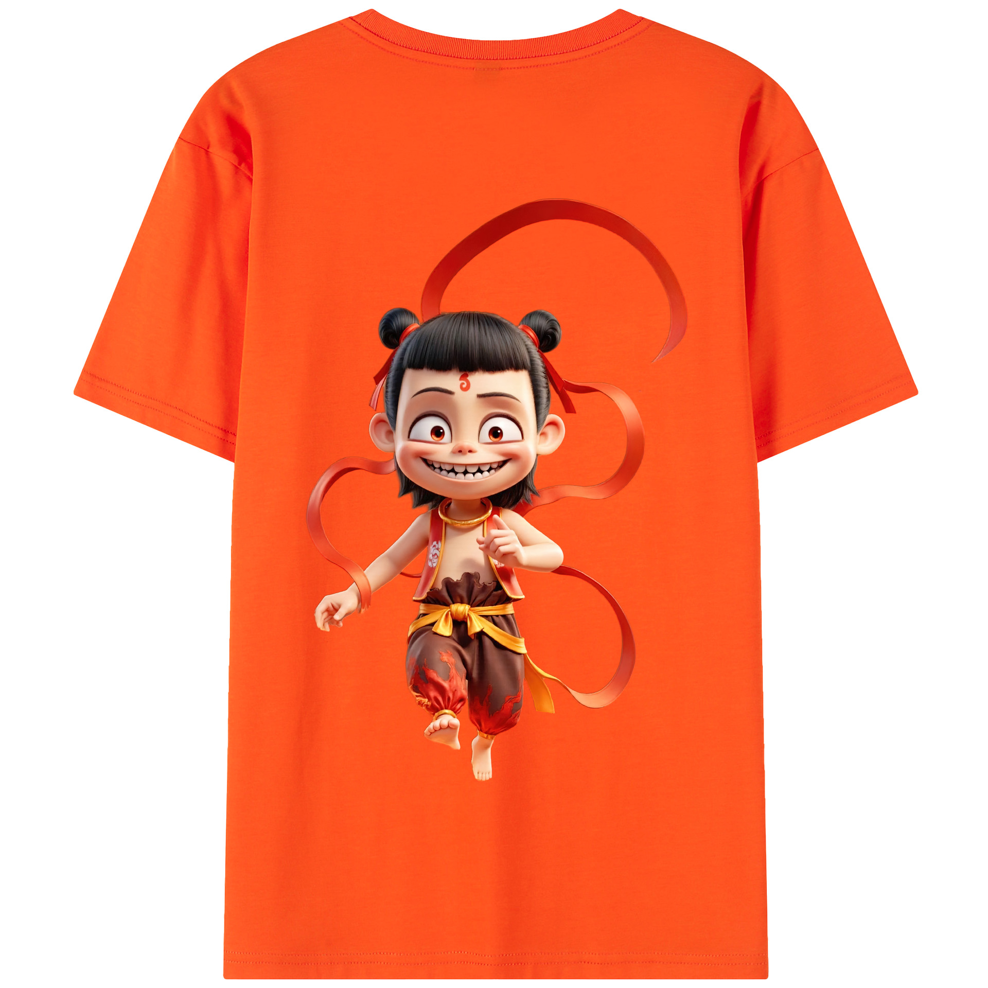 （画像用） Ne Zha 2 ナタ 魔童の大暴れ 綿100％半袖Tシャツ（背面プリント）