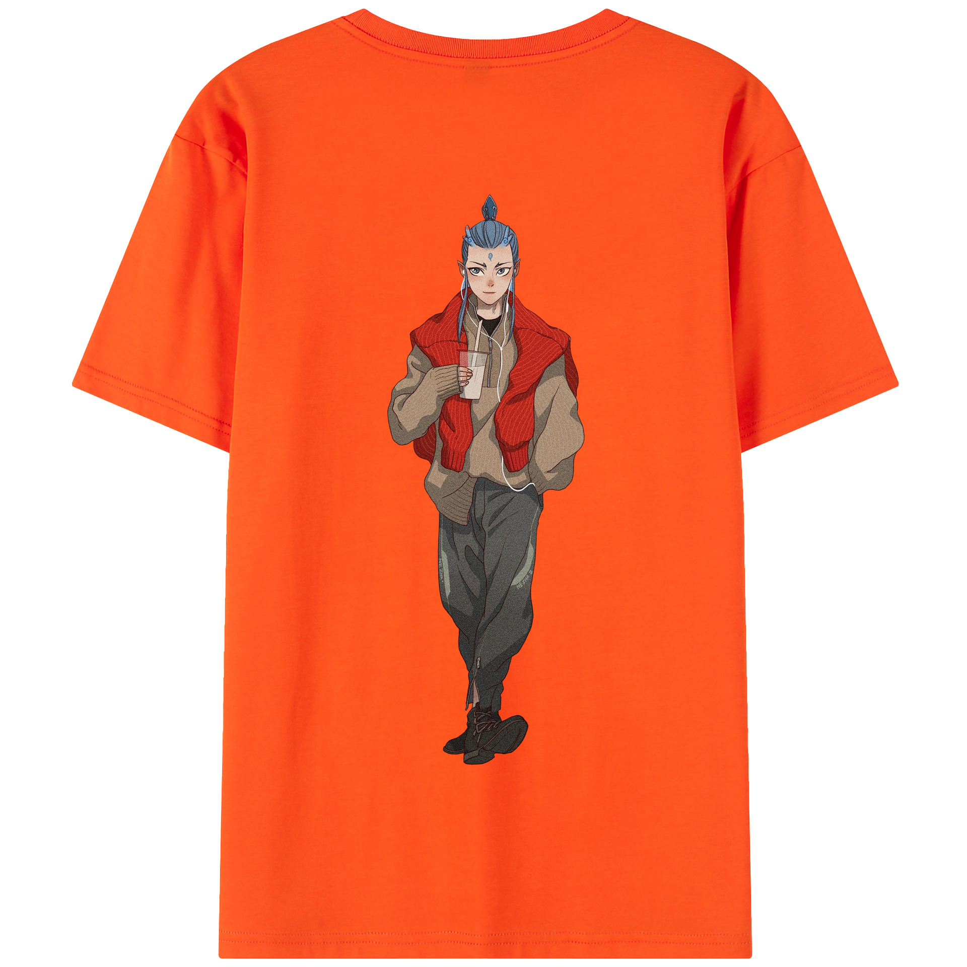 （画像用） Ne Zha 2 ナタ 魔童の大暴れ 綿100％半袖Tシャツ（背面プリント）