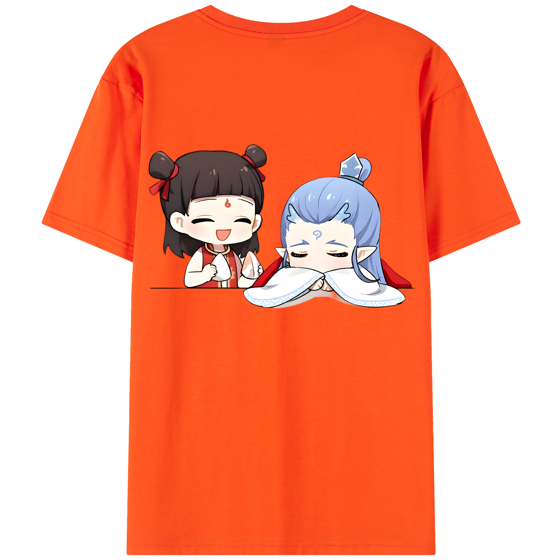 （画像用） Ne Zha 2 ナタ 魔童の大暴れ 綿100％半袖Tシャツ（背面プリント）