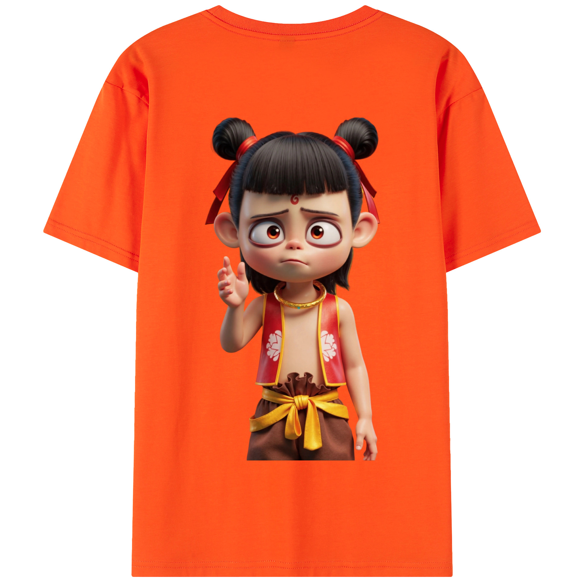 （画像用） Ne Zha 2 ナタ 魔童の大暴れ 綿100％半袖Tシャツ（背面プリント）