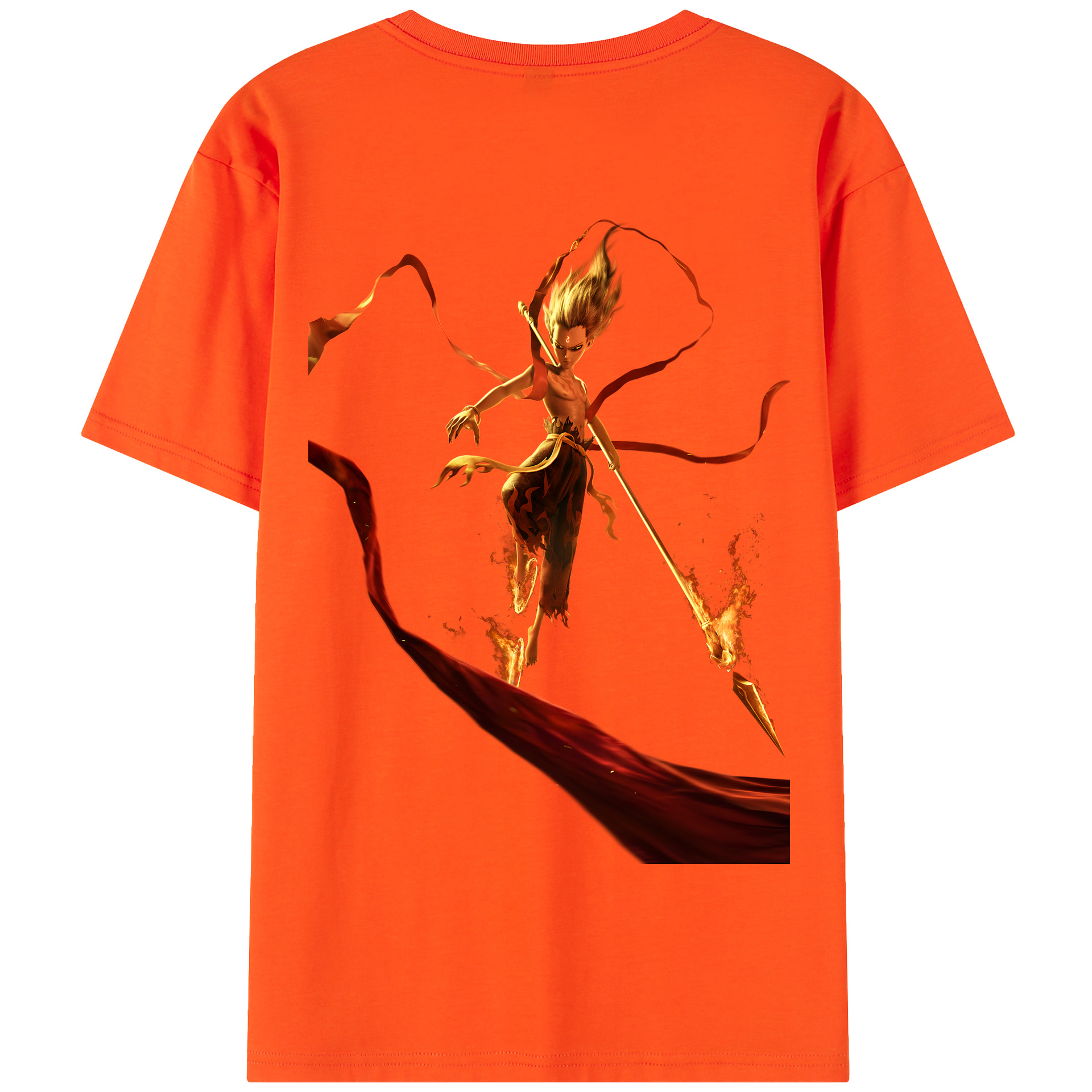 （画像用） Ne Zha 2 ナタ 魔童の大暴れ 綿100％半袖Tシャツ（背面プリント）