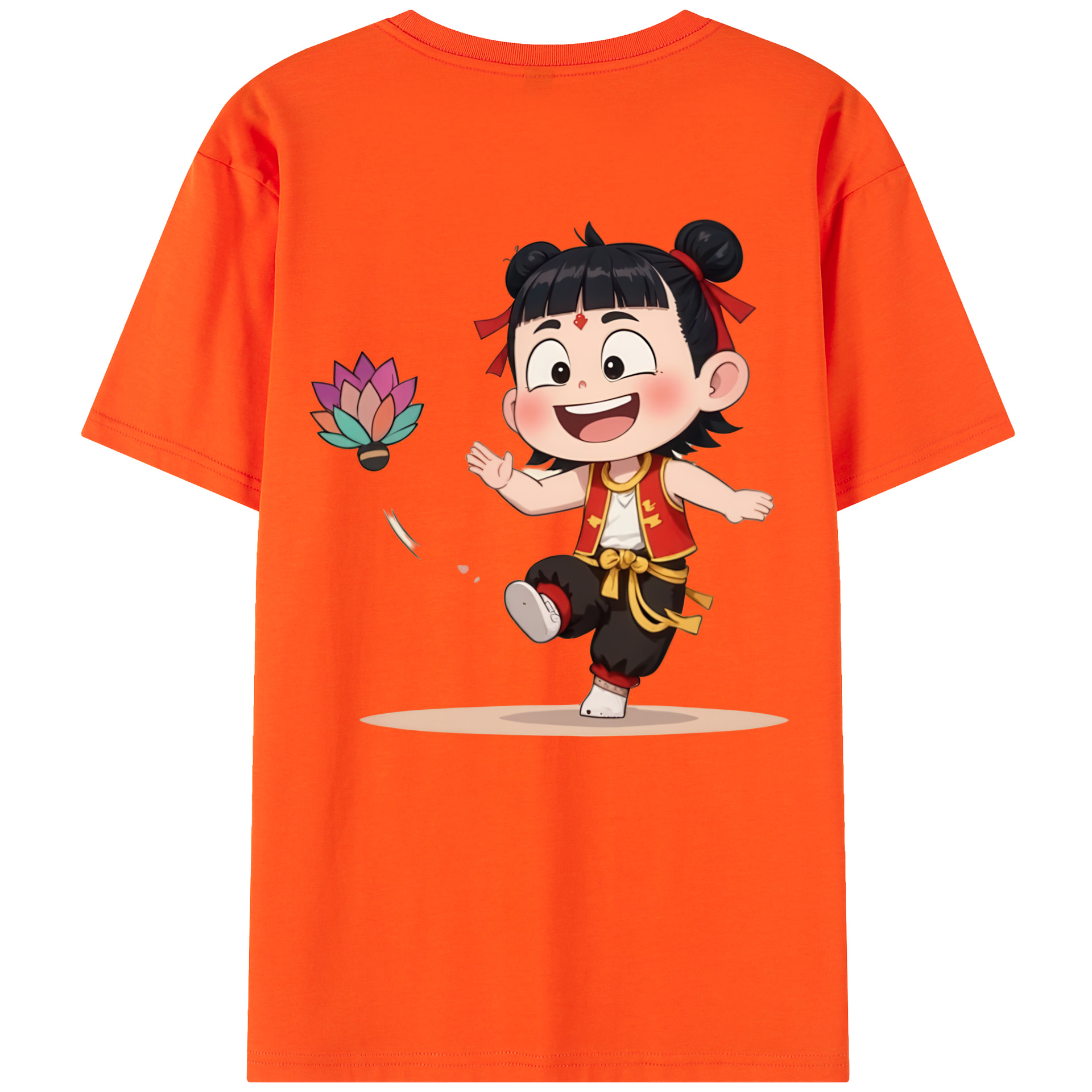 （画像用） Ne Zha 2 ナタ 魔童の大暴れ 綿100％半袖Tシャツ（背面プリント）