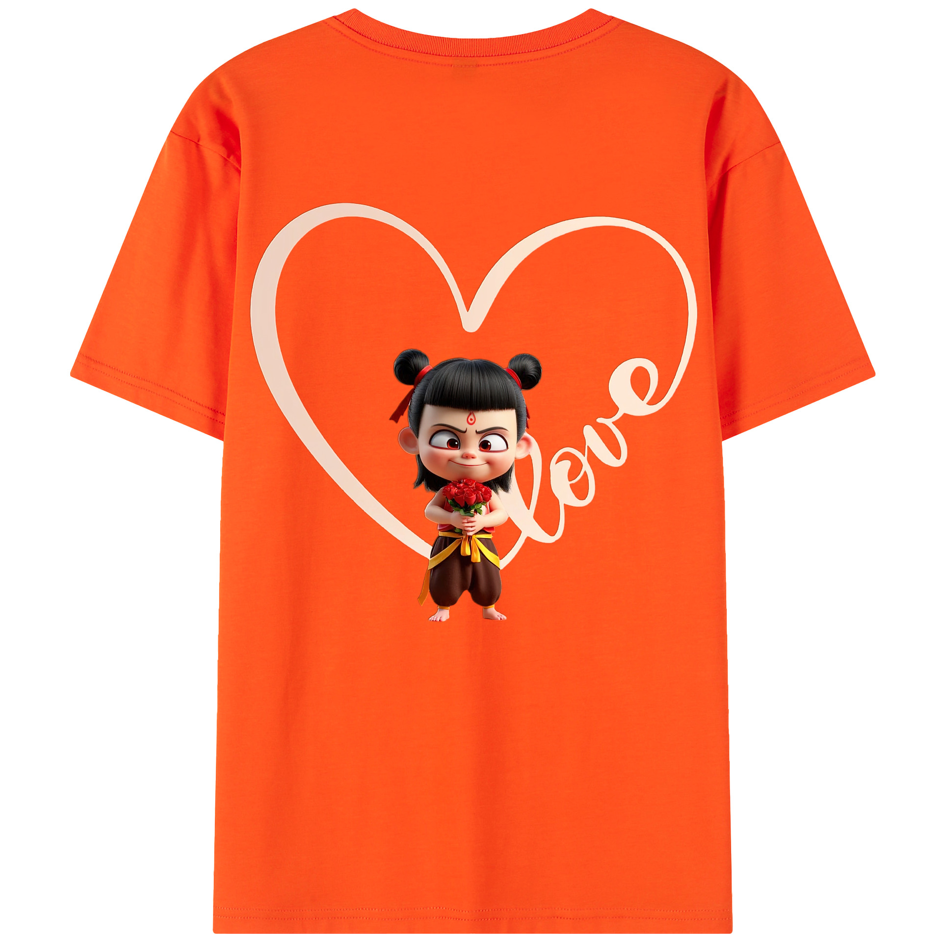（画像用） Ne Zha 2 ナタ 魔童の大暴れ 綿100％半袖Tシャツ（背面プリント）