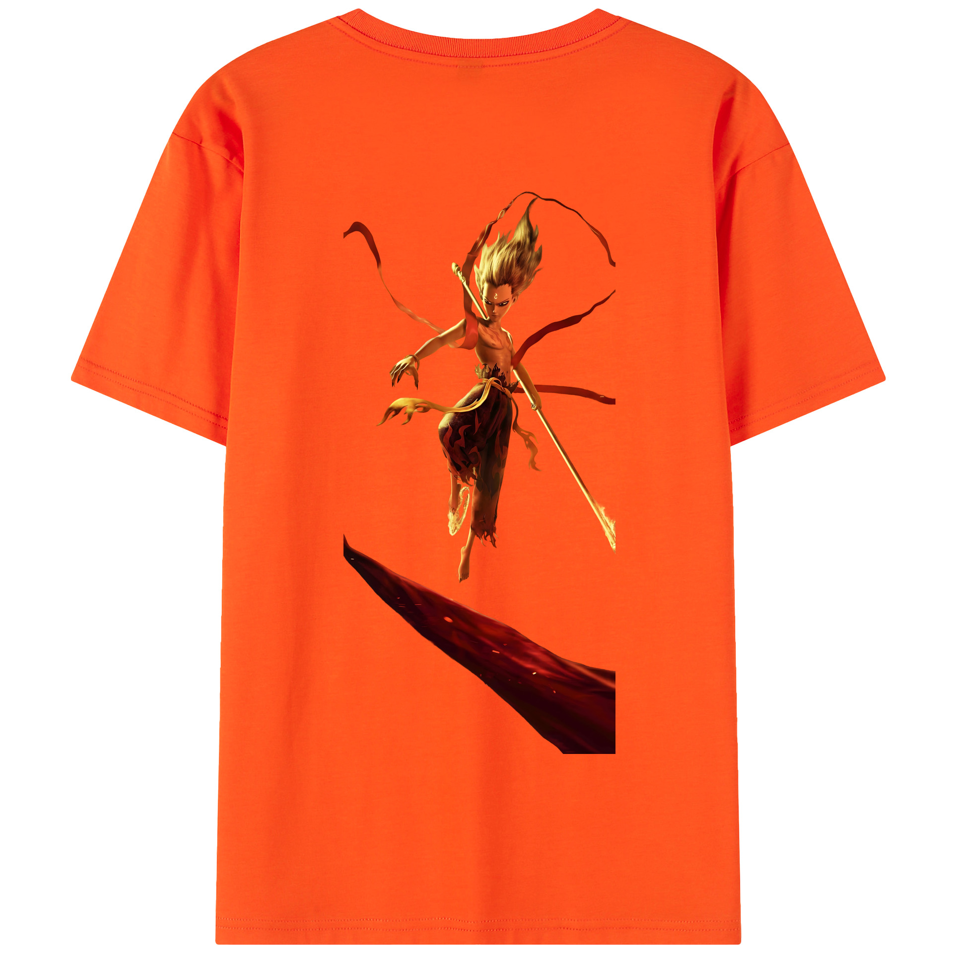 （画像用） Ne Zha 2 ナタ 魔童の大暴れ 綿100％半袖Tシャツ（背面プリント）