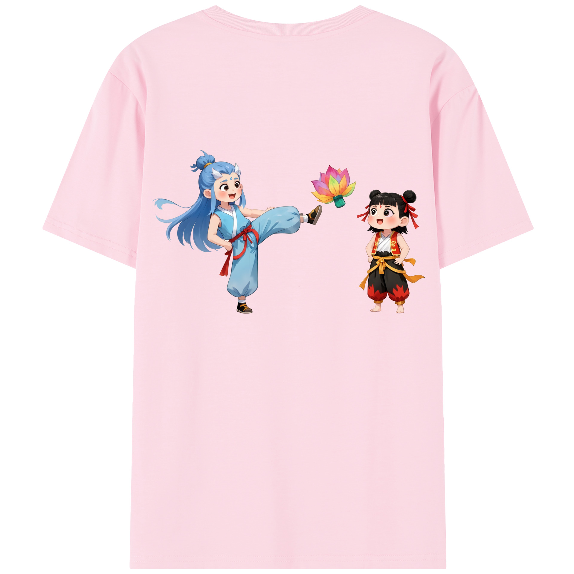 （画像用） Ne Zha 2 ナタ 魔童の大暴れ 綿100％半袖Tシャツ（背面プリント）