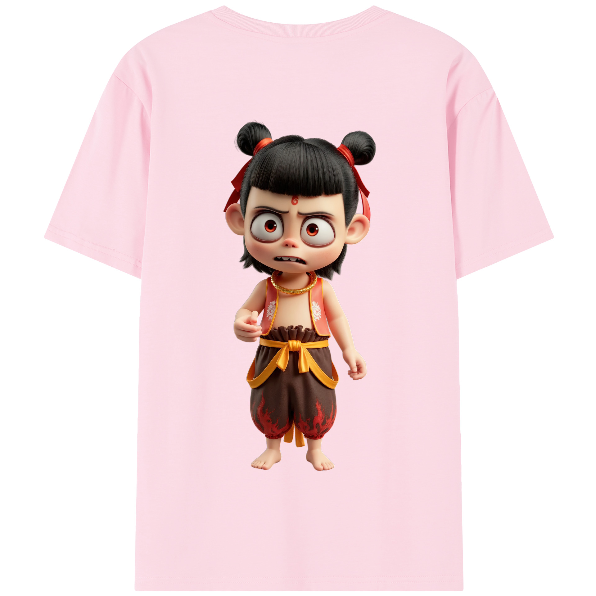 （画像用） Ne Zha 2 ナタ 魔童の大暴れ 綿100％半袖Tシャツ（背面プリント）