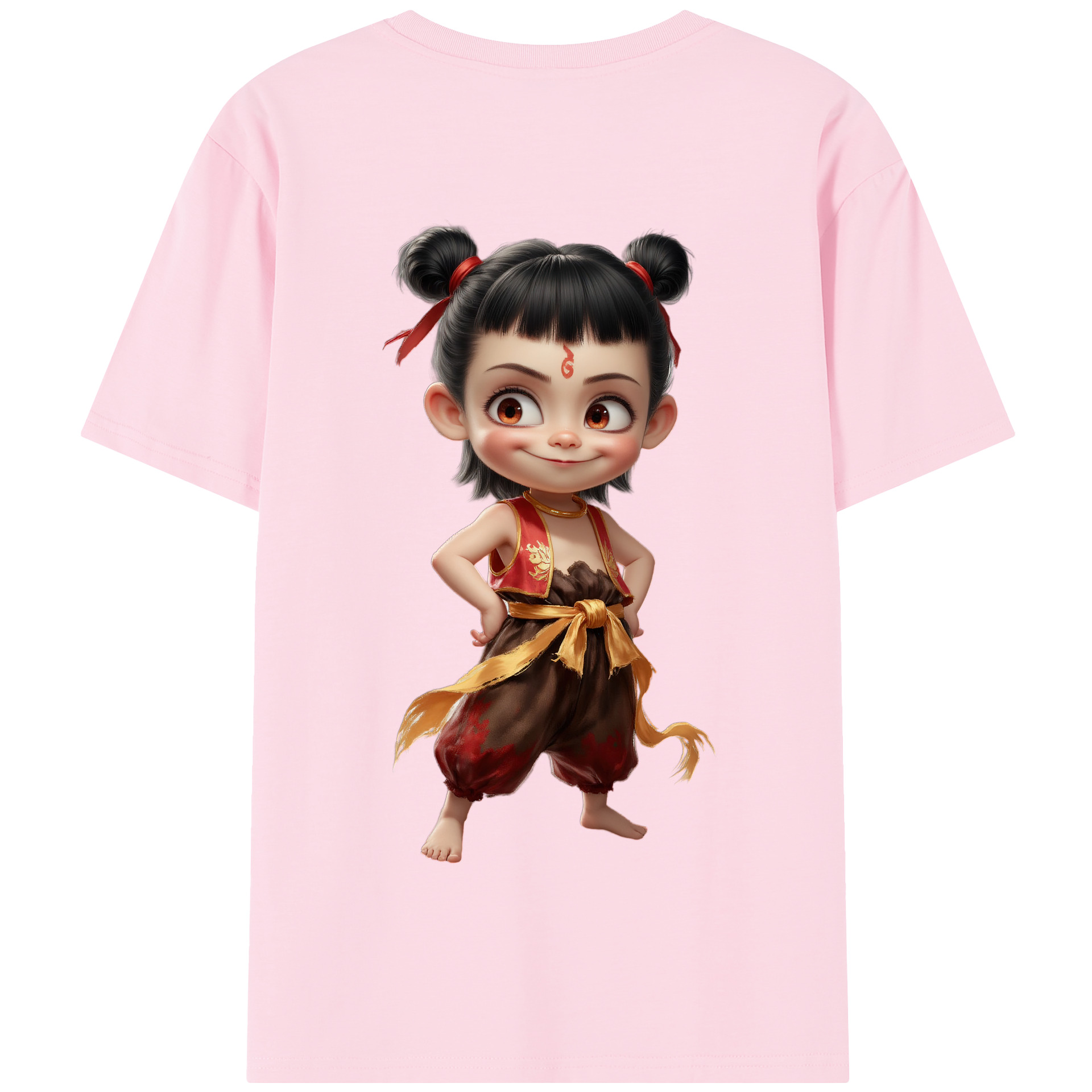 （画像用） Ne Zha 2 ナタ 魔童の大暴れ 綿100％半袖Tシャツ（背面プリント）