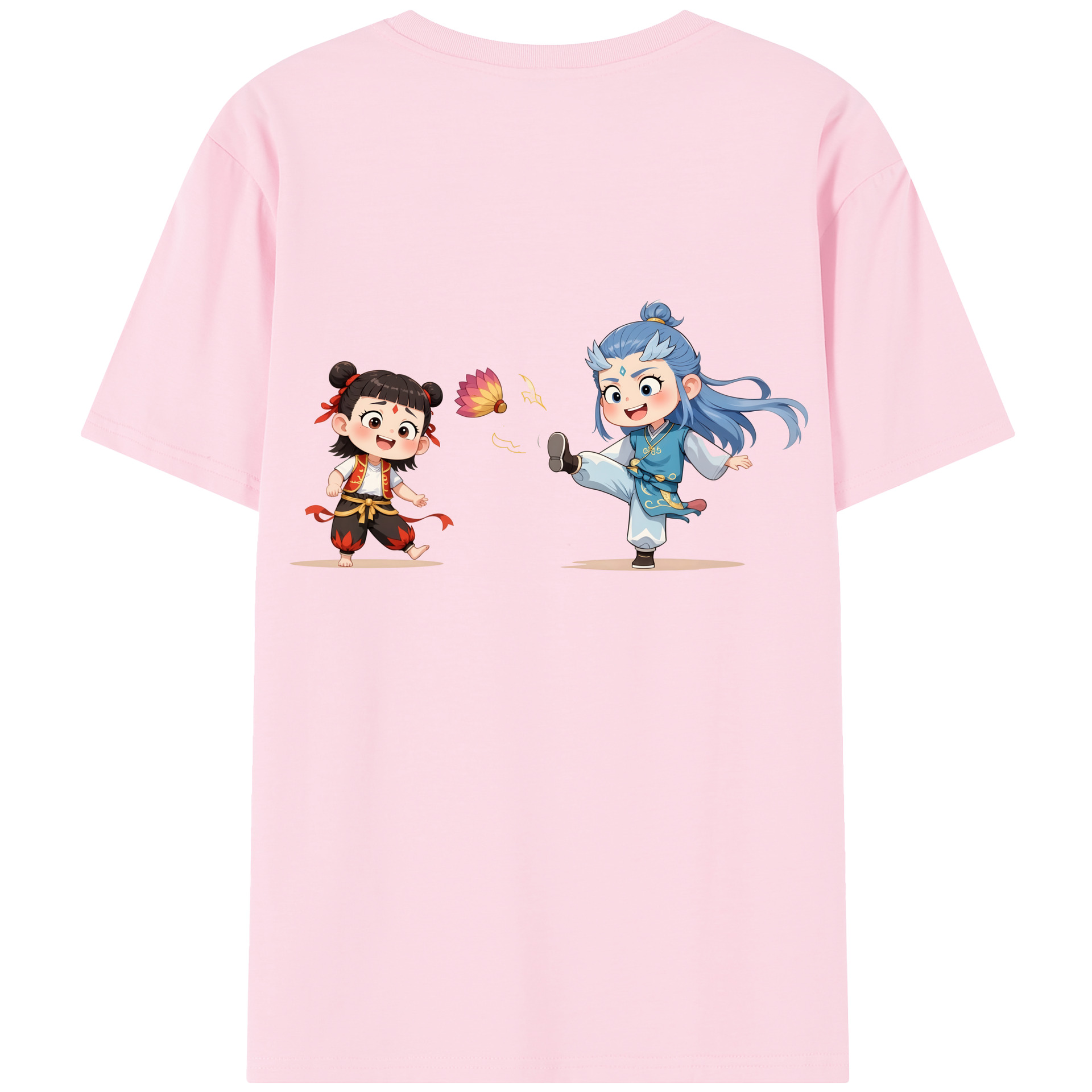 （画像用） Ne Zha 2 ナタ 魔童の大暴れ 綿100％半袖Tシャツ（背面プリント）