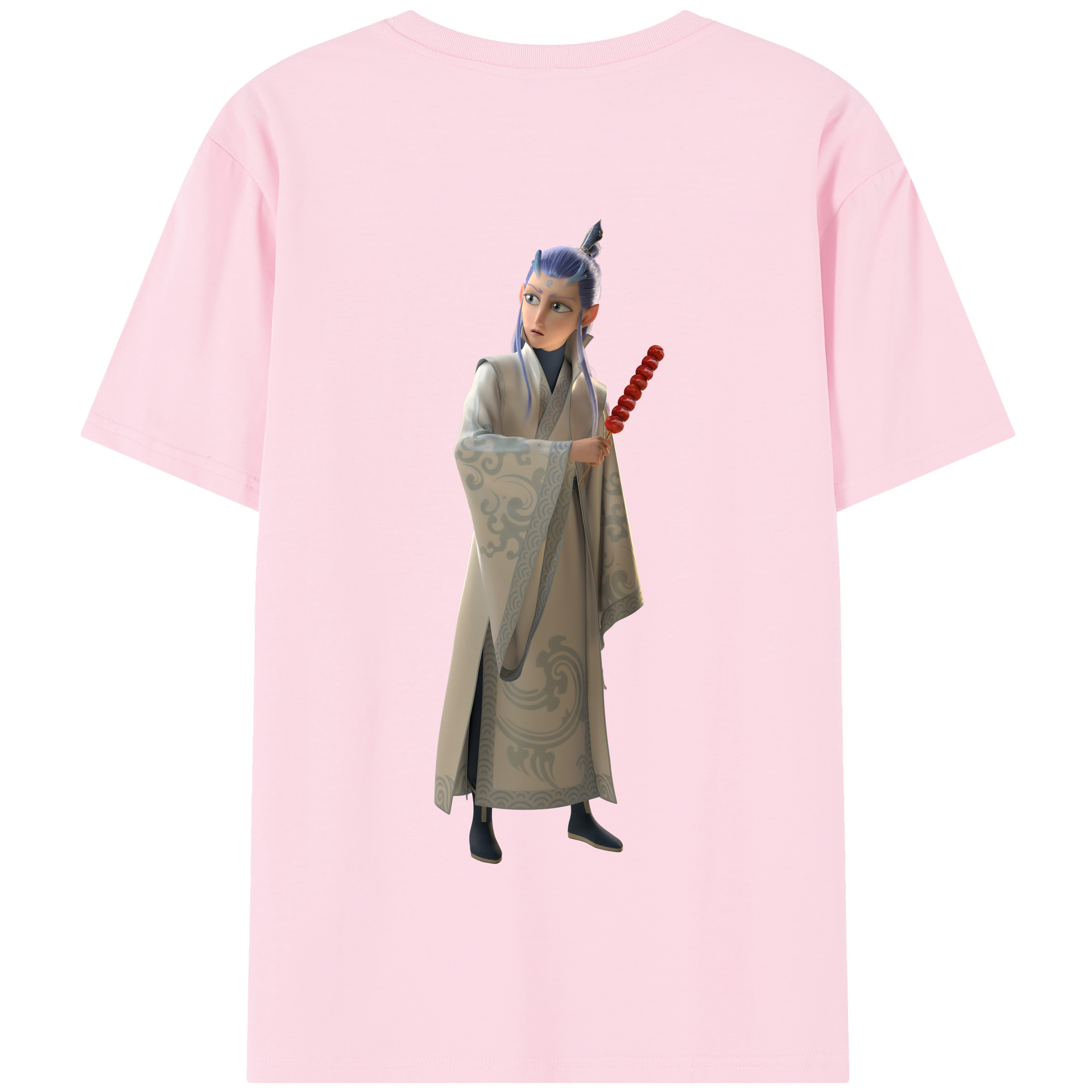 （画像用） Ne Zha 2 ナタ 魔童の大暴れ 綿100％半袖Tシャツ（背面プリント）