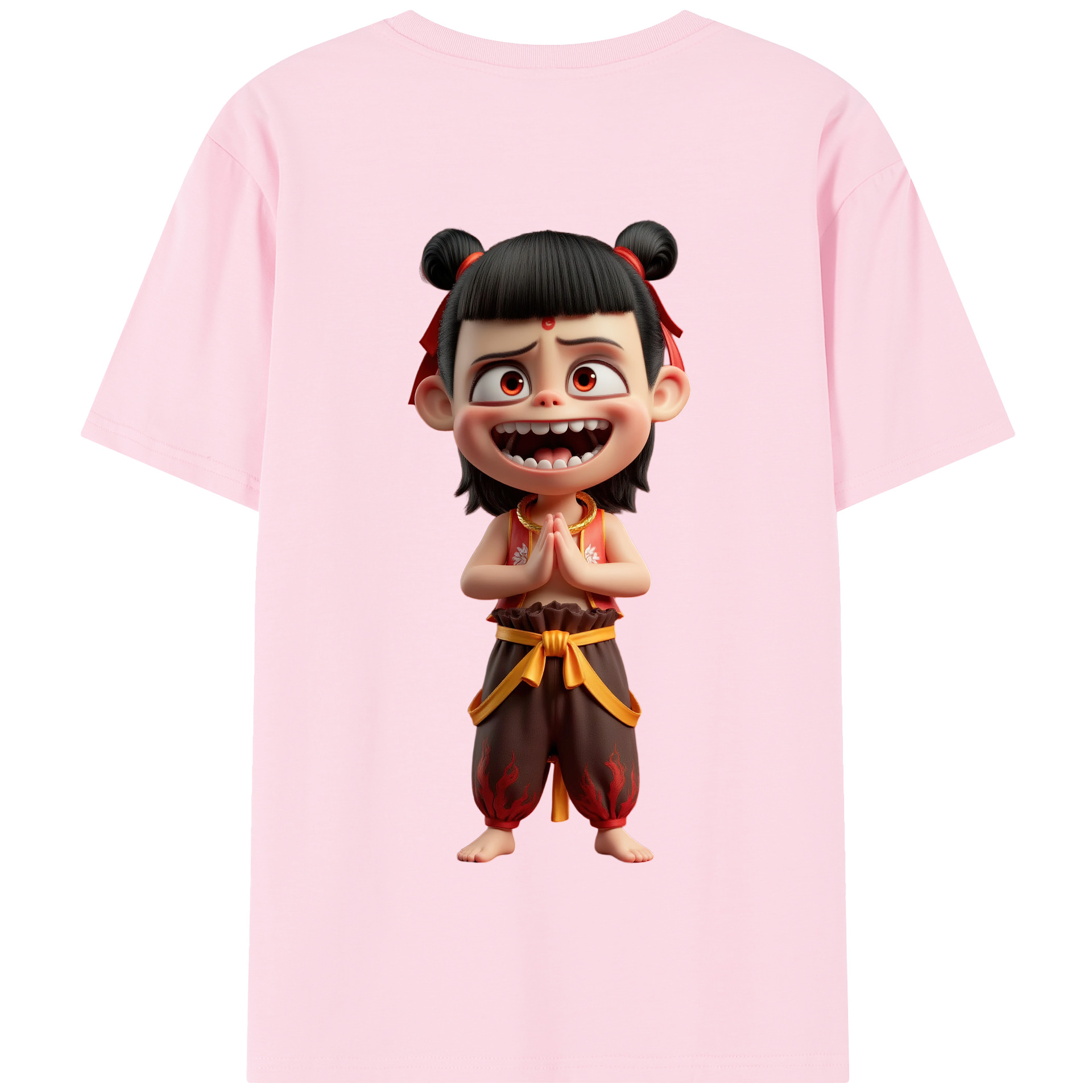 （画像用） Ne Zha 2 ナタ 魔童の大暴れ 綿100％半袖Tシャツ（背面プリント）