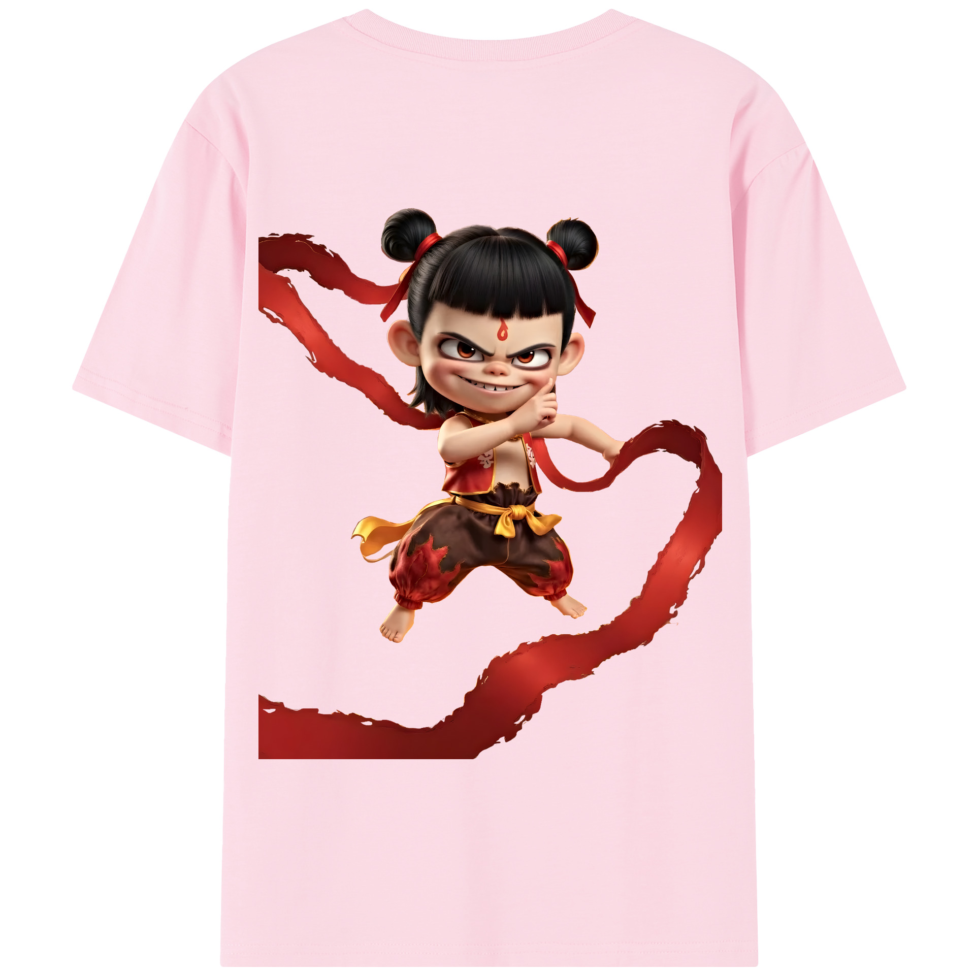 （画像用） Ne Zha 2 ナタ 魔童の大暴れ 綿100％半袖Tシャツ（背面プリント）