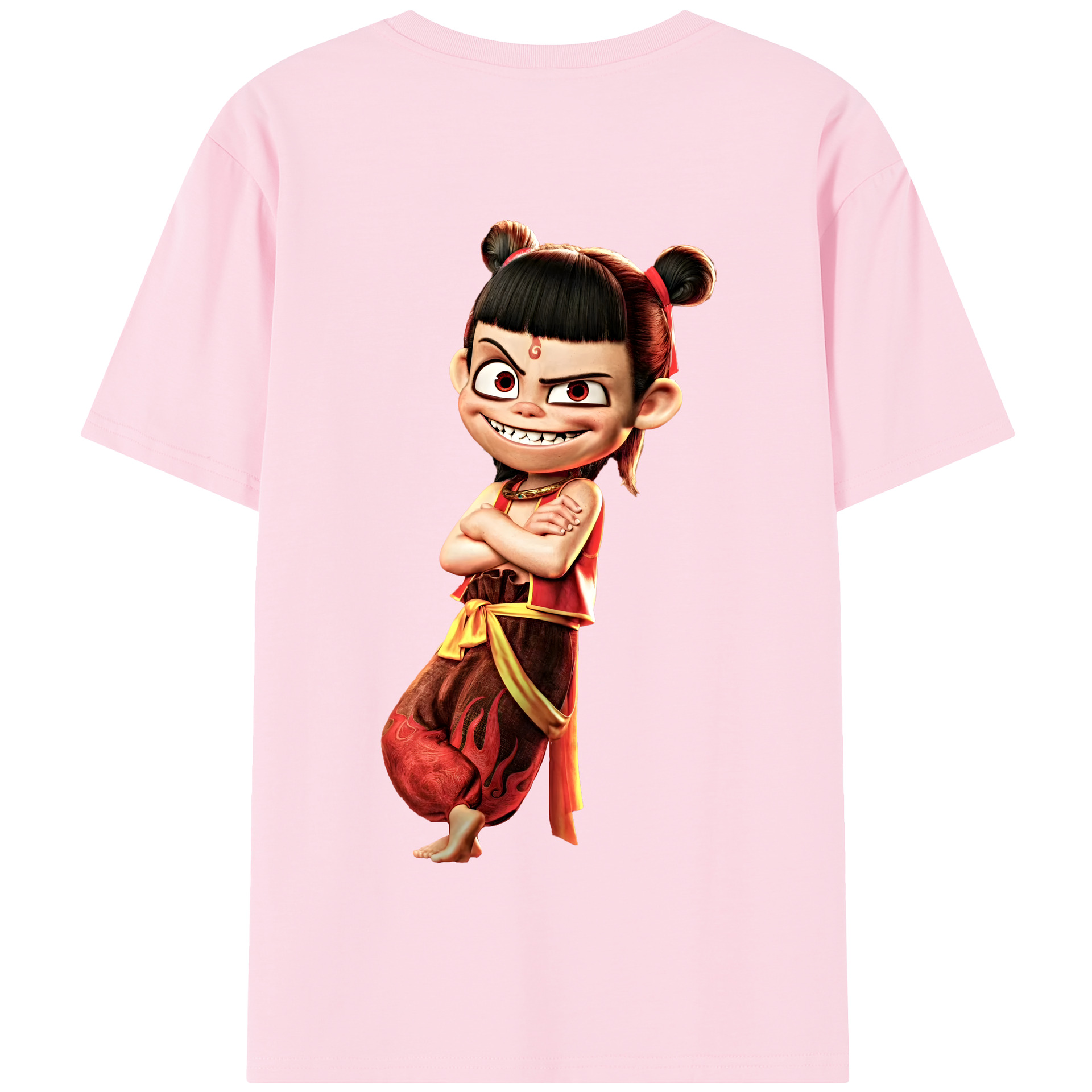（画像用） Ne Zha 2 ナタ 魔童の大暴れ 綿100％半袖Tシャツ（背面プリント）
