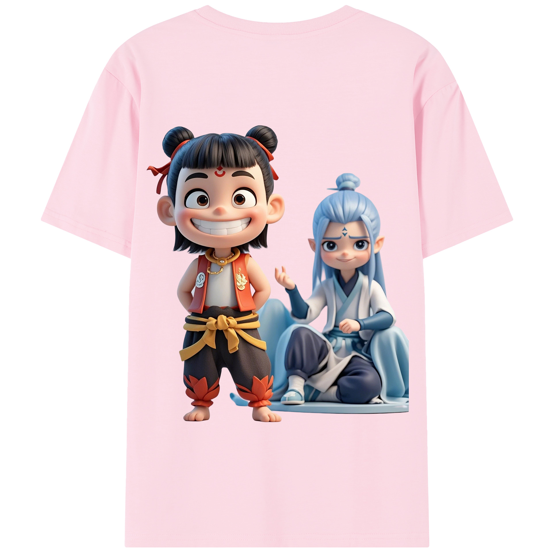 （画像用） Ne Zha 2 ナタ 魔童の大暴れ 綿100％半袖Tシャツ（背面プリント）