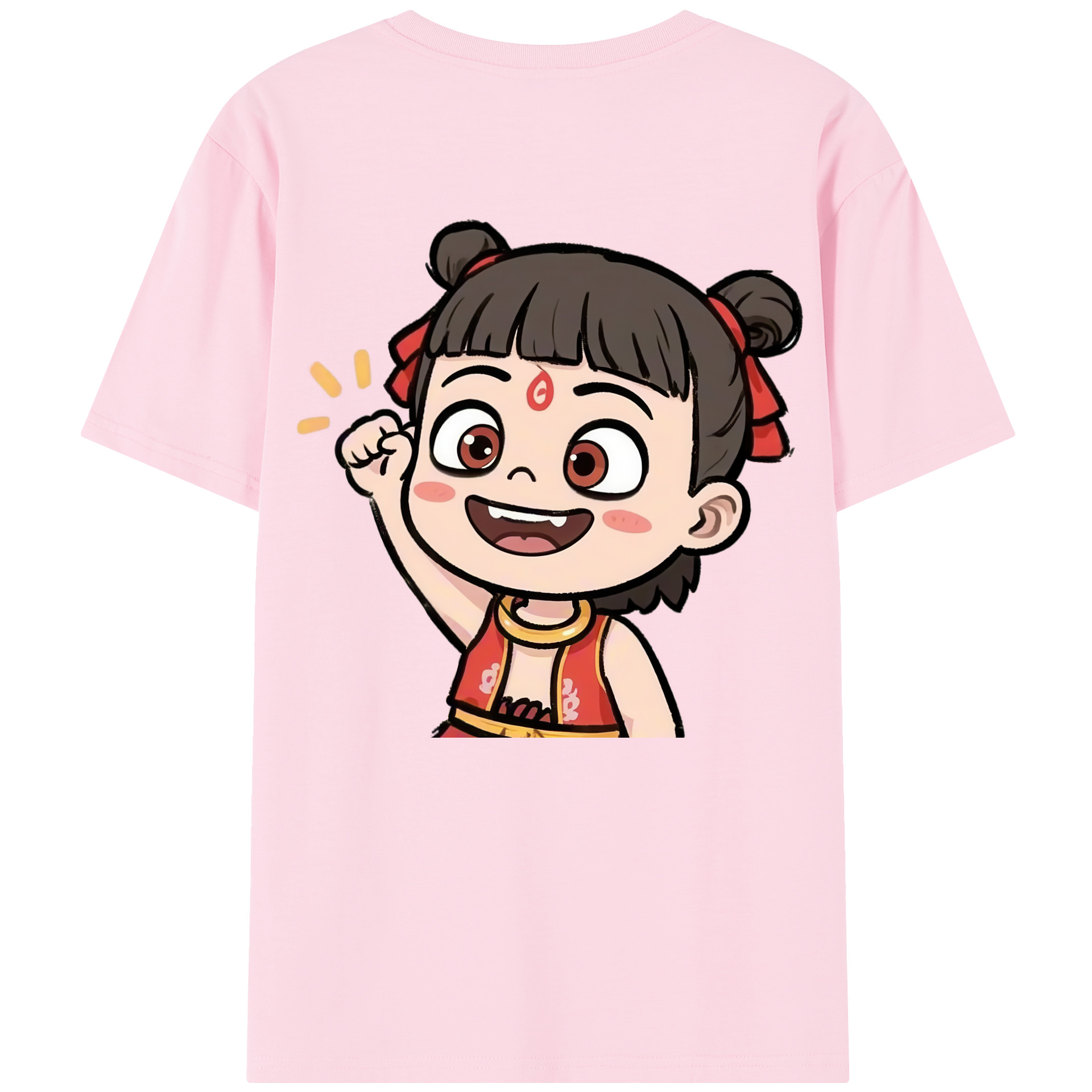 （画像用） Ne Zha 2 ナタ 魔童の大暴れ 綿100％半袖Tシャツ（背面プリント）