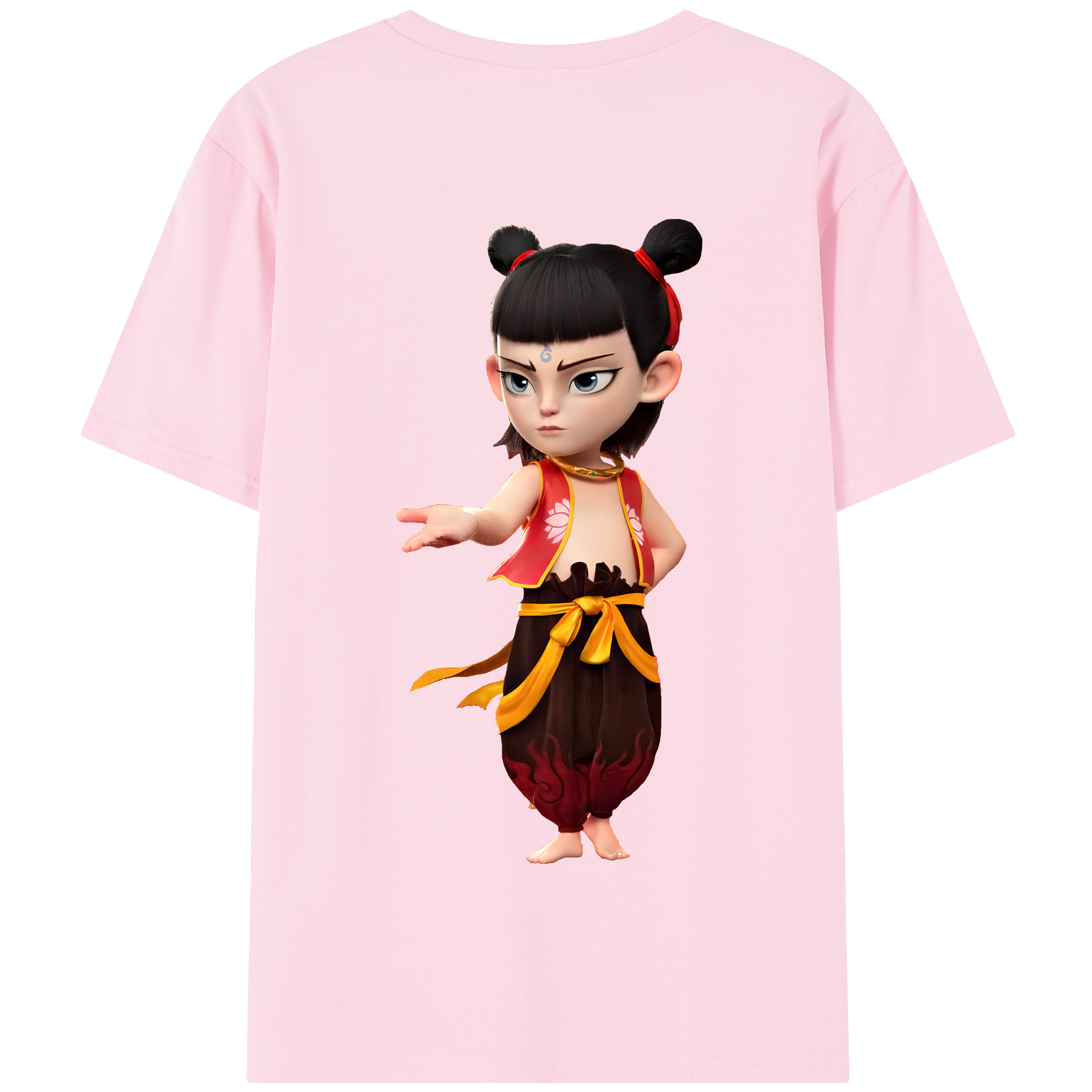 （画像用） Ne Zha 2 ナタ 魔童の大暴れ 綿100％半袖Tシャツ（背面プリント）