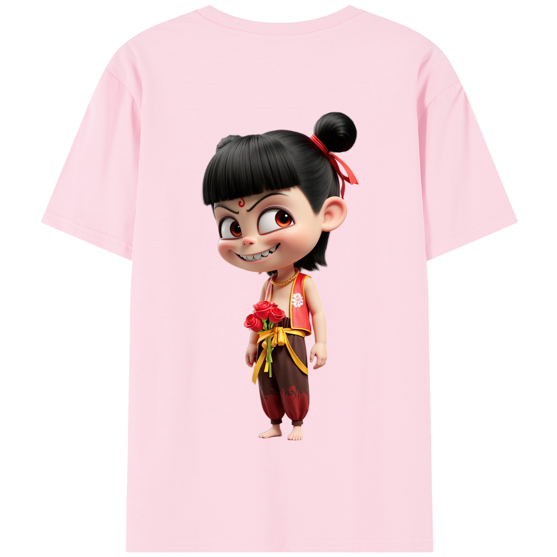 （画像用） Ne Zha 2 ナタ 魔童の大暴れ 綿100％半袖Tシャツ（背面プリント）