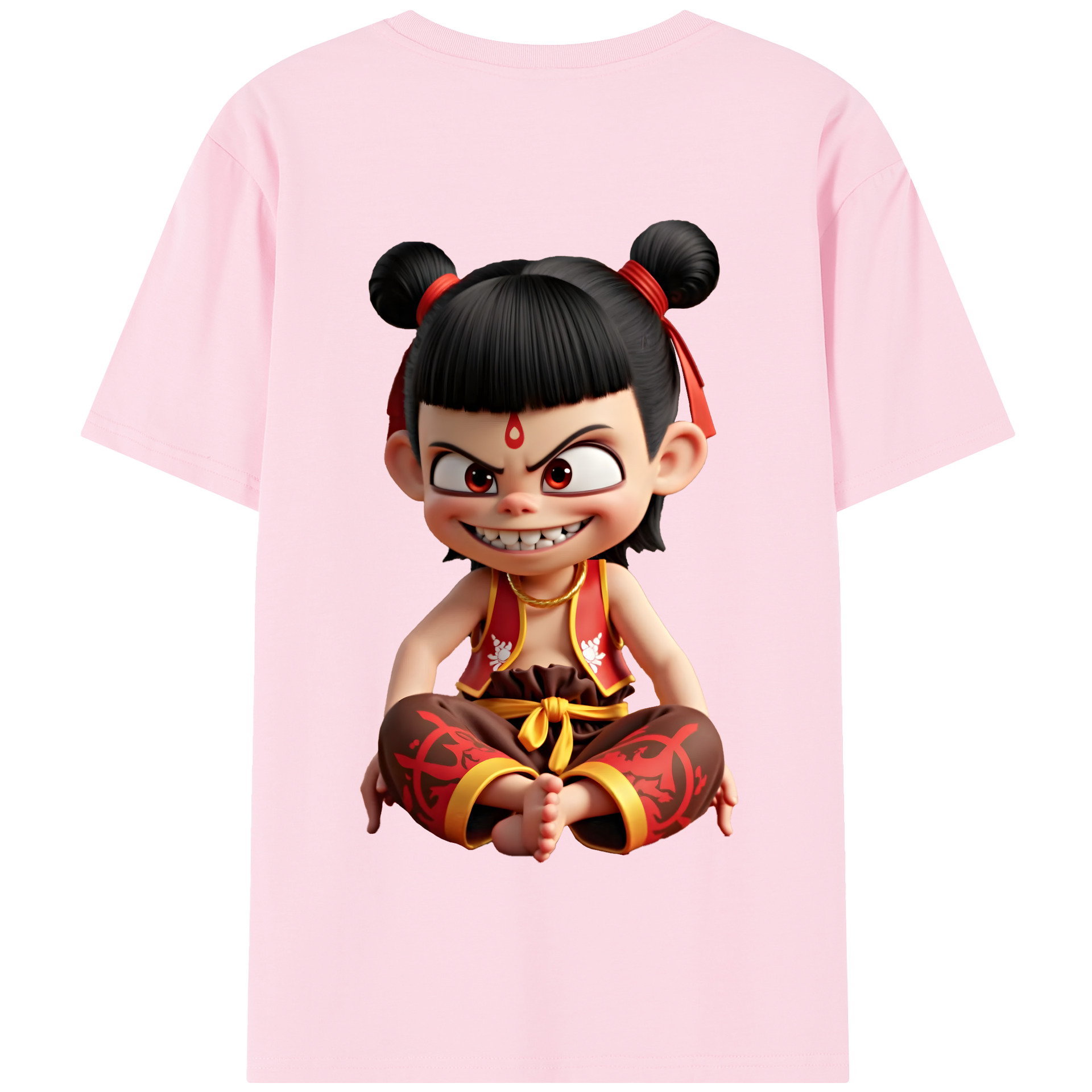 （画像用） Ne Zha 2 ナタ 魔童の大暴れ 綿100％半袖Tシャツ（背面プリント）