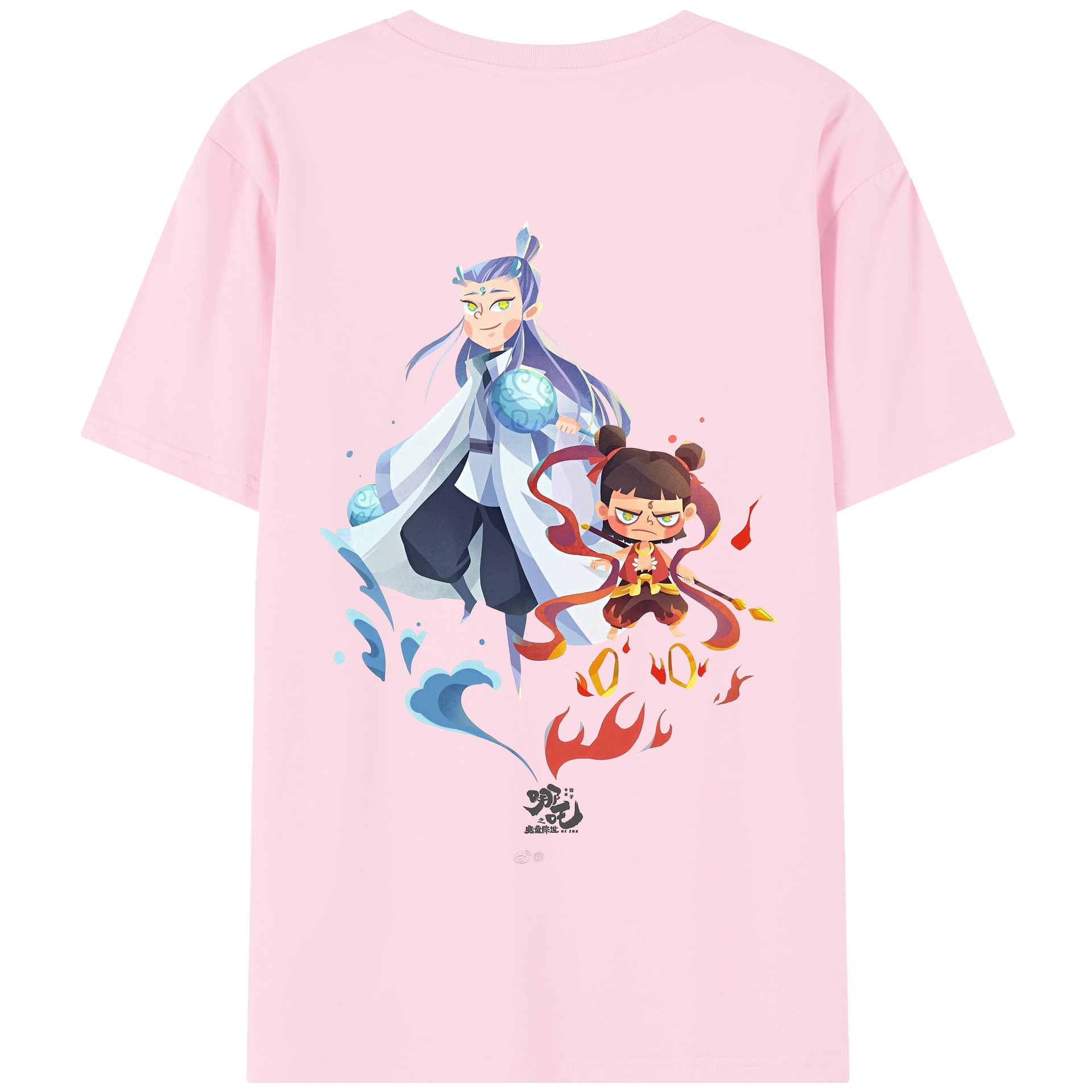 （画像用） Ne Zha 2 ナタ 魔童の大暴れ 綿100％半袖Tシャツ（背面プリント）