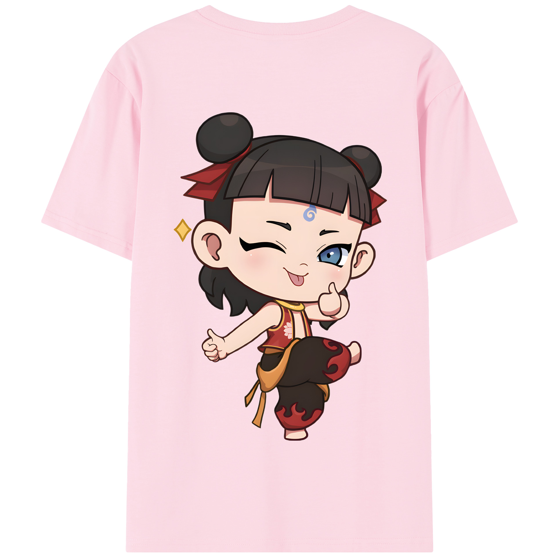 （画像用） Ne Zha 2 ナタ 魔童の大暴れ 綿100％半袖Tシャツ（背面プリント）