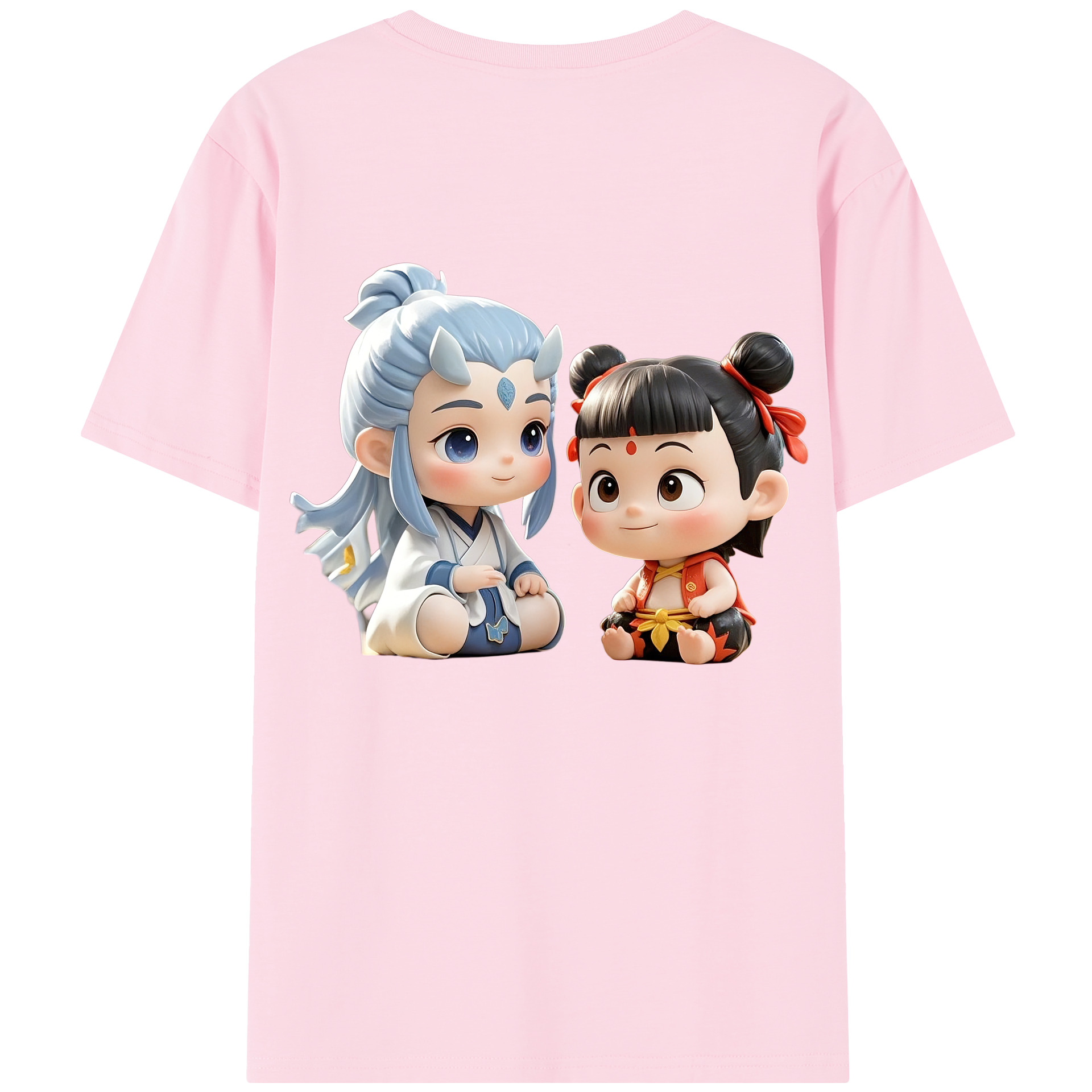 （画像用） Ne Zha 2 ナタ 魔童の大暴れ 綿100％半袖Tシャツ（背面プリント）
