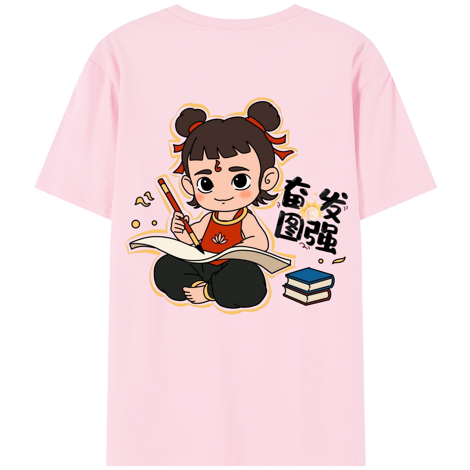 （画像用） Ne Zha 2 ナタ 魔童の大暴れ 綿100％半袖Tシャツ（背面プリント）