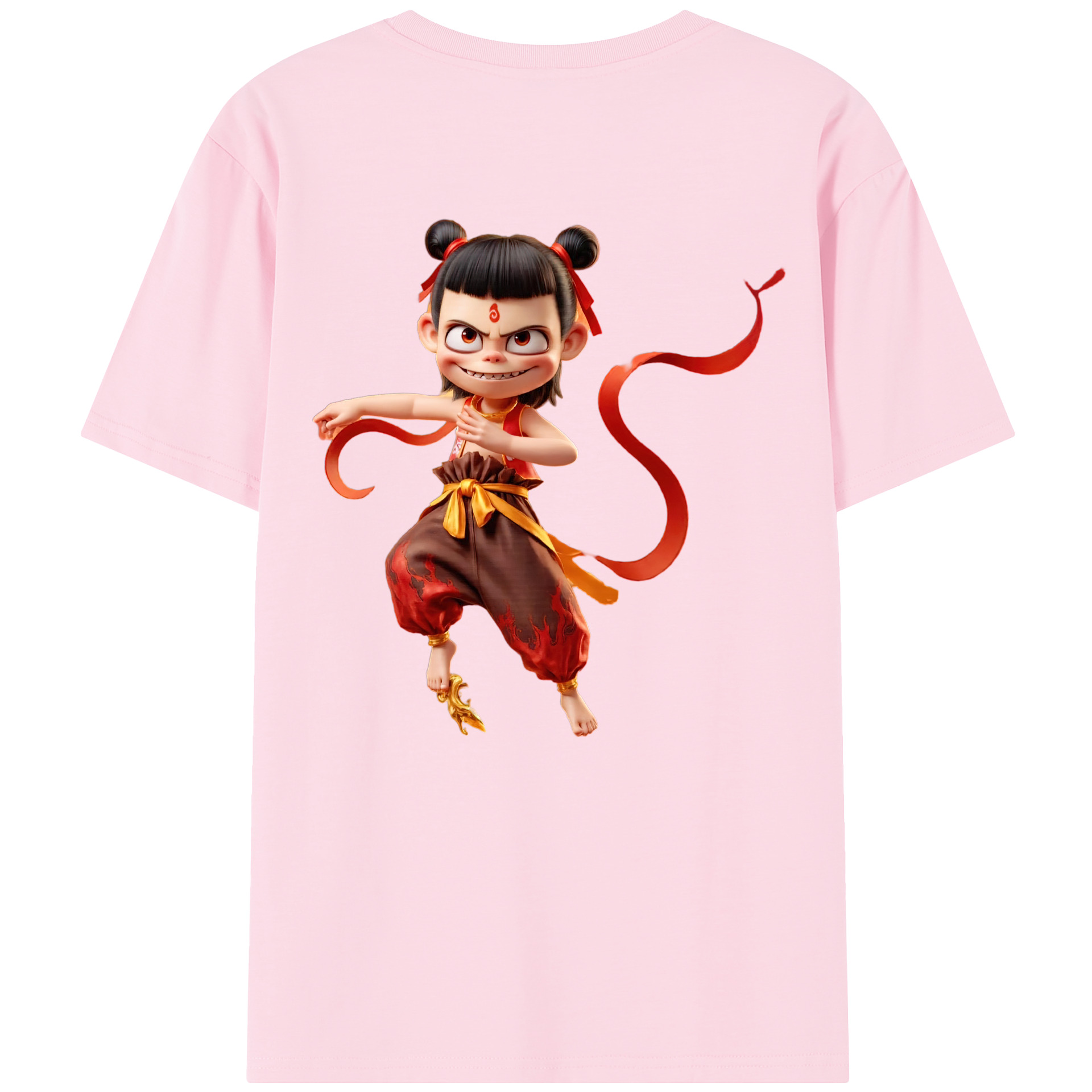 （画像用） Ne Zha 2 ナタ 魔童の大暴れ 綿100％半袖Tシャツ（背面プリント）