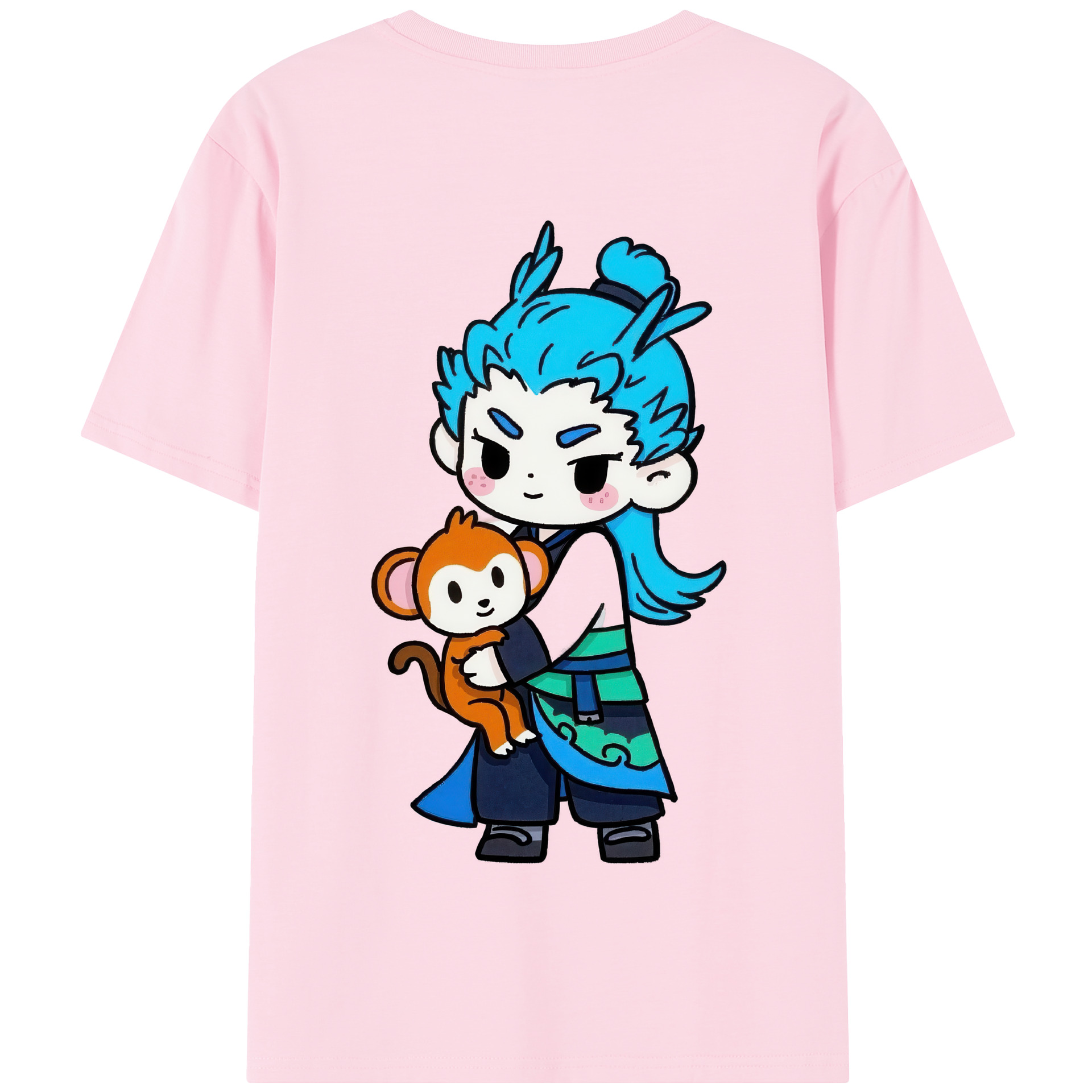（画像用） Ne Zha 2 ナタ 魔童の大暴れ 綿100％半袖Tシャツ（背面プリント）