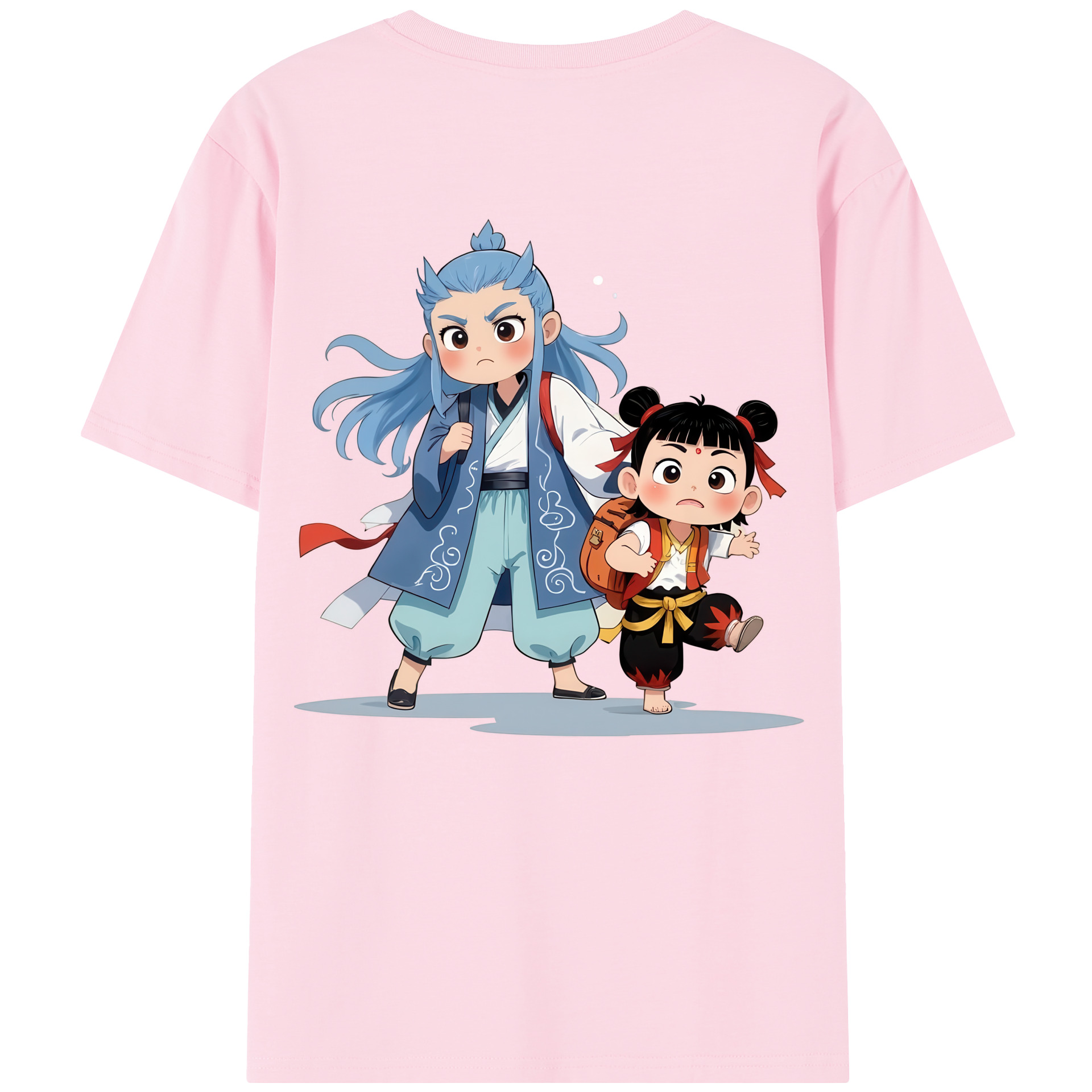（画像用） Ne Zha 2 ナタ 魔童の大暴れ 綿100％半袖Tシャツ（背面プリント）