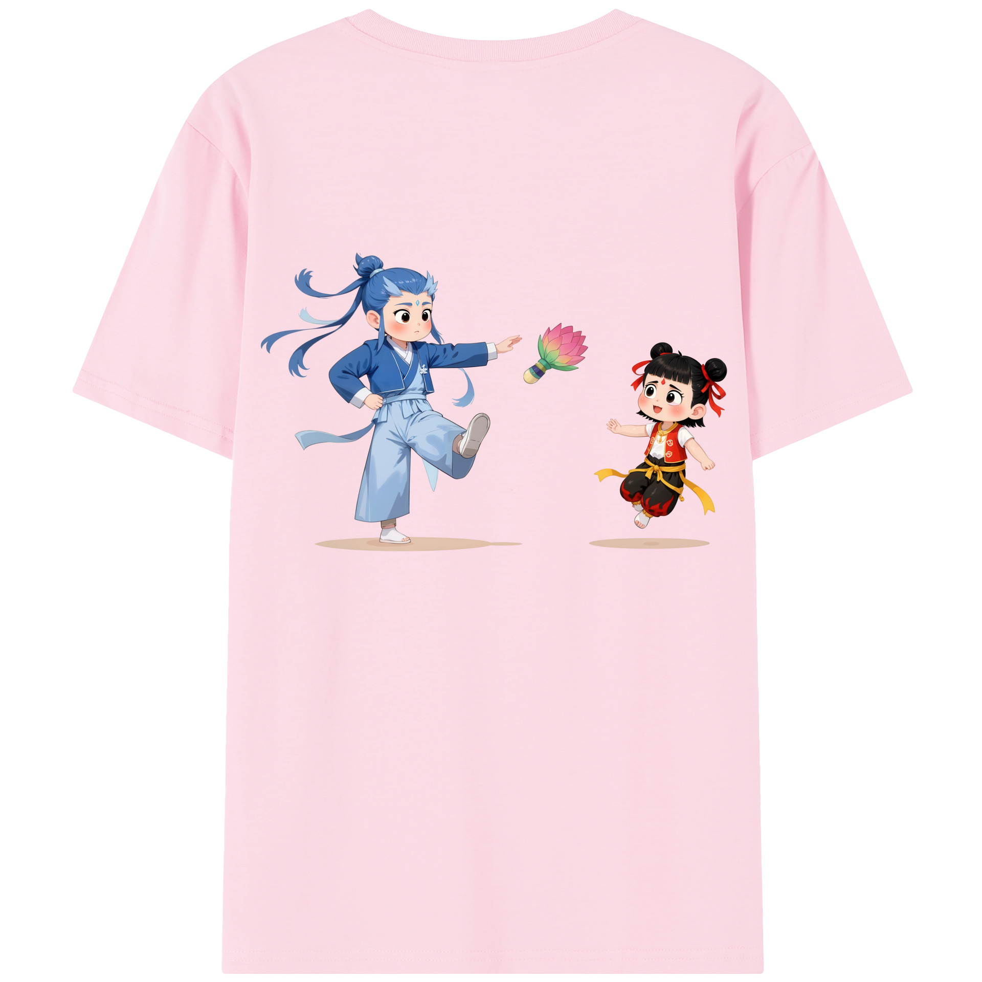 （画像用） Ne Zha 2 ナタ 魔童の大暴れ 綿100％半袖Tシャツ（背面プリント）