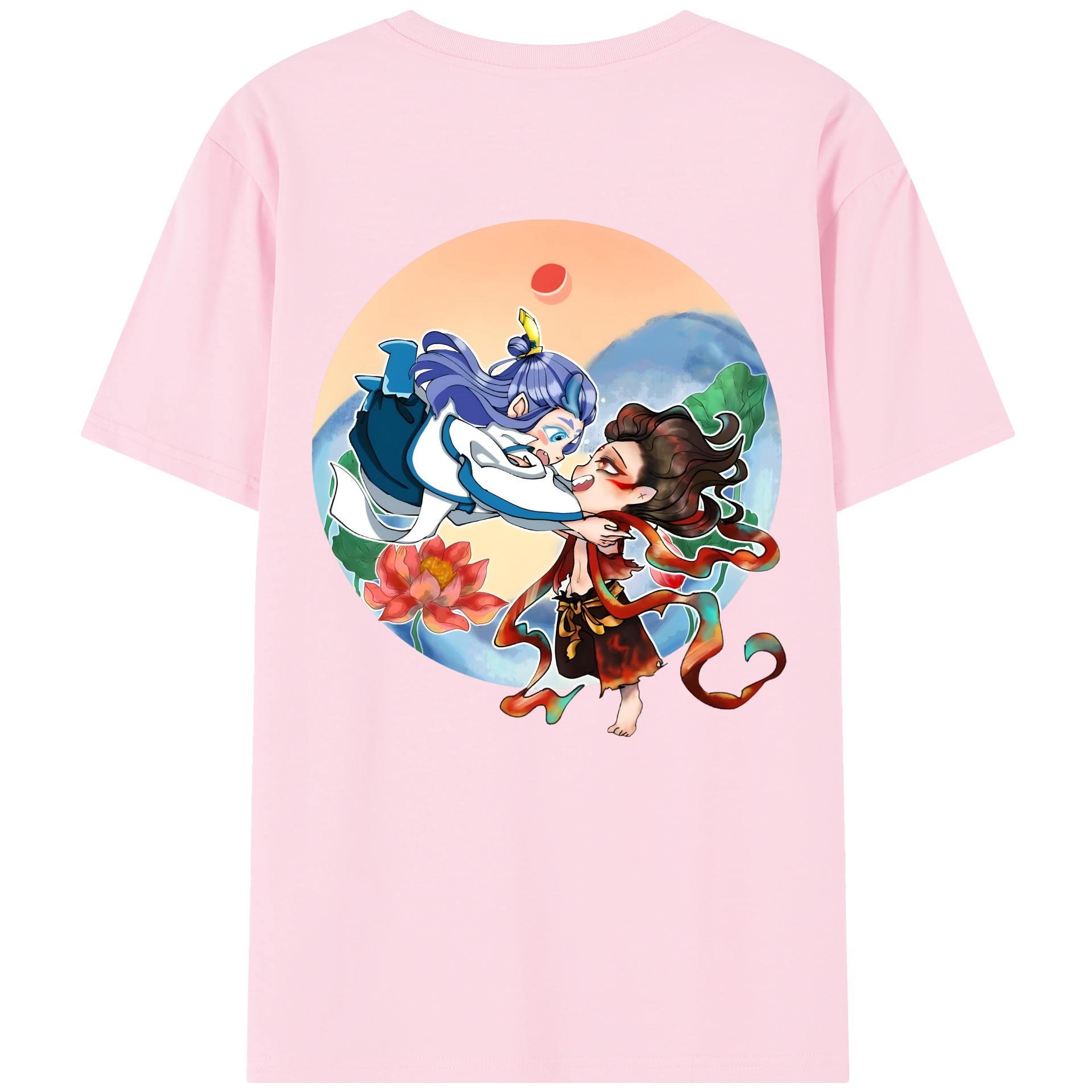（画像用） Ne Zha 2 ナタ 魔童の大暴れ 綿100％半袖Tシャツ（背面プリント）