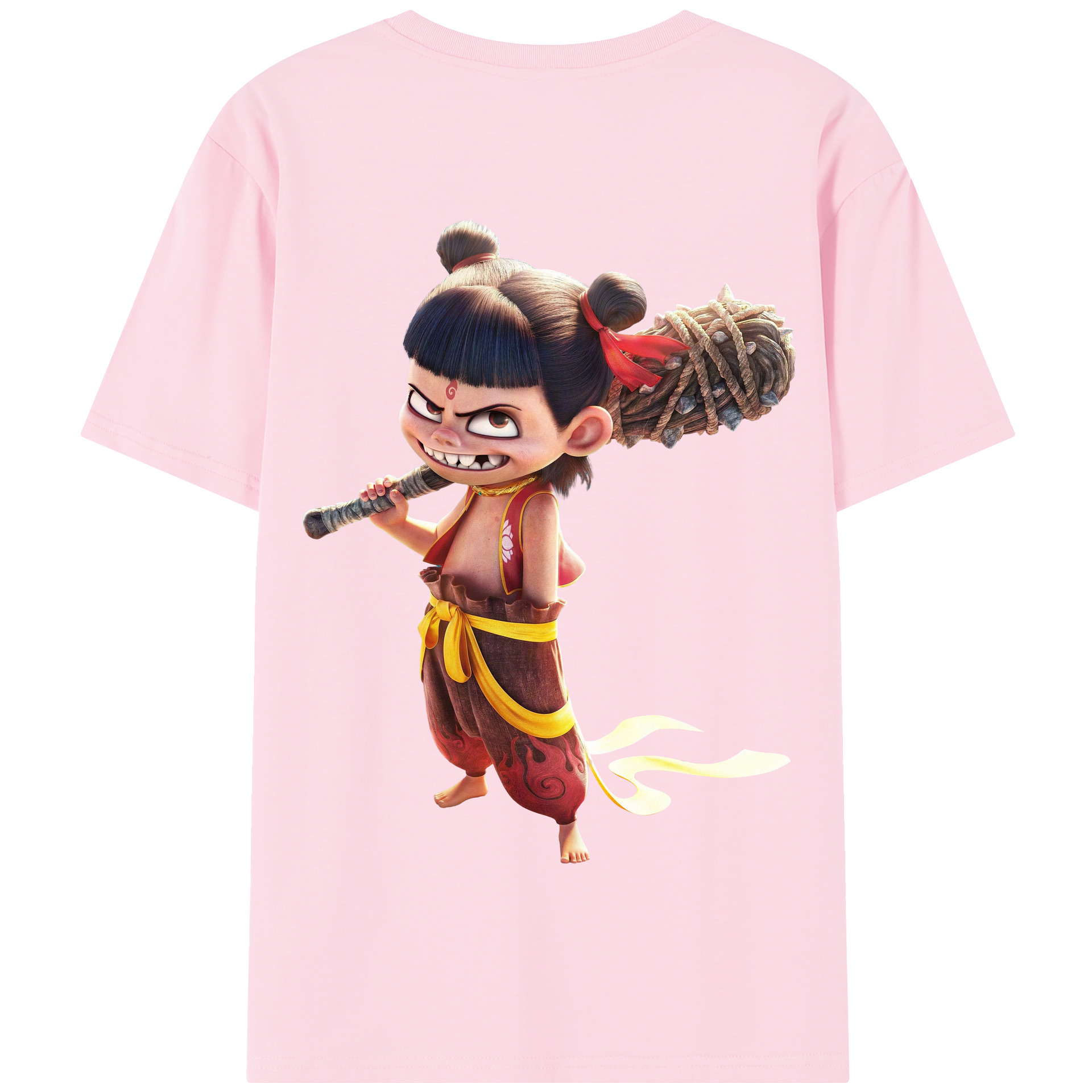 （画像用） Ne Zha 2 ナタ 魔童の大暴れ 綿100％半袖Tシャツ（背面プリント）