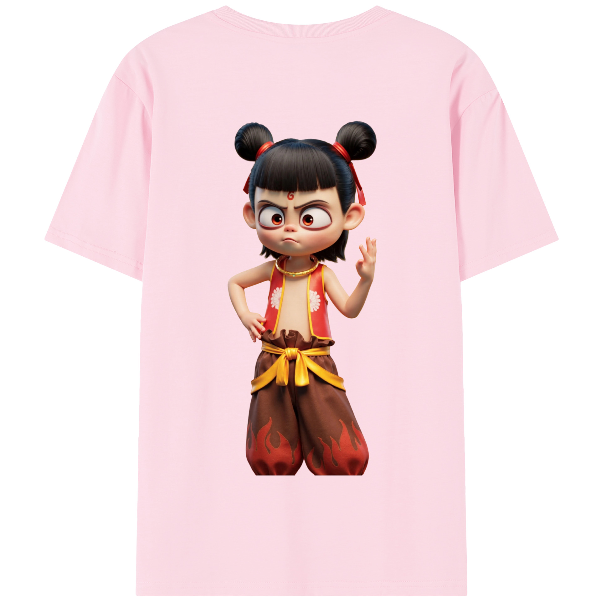 （画像用） Ne Zha 2 ナタ 魔童の大暴れ 綿100％半袖Tシャツ（背面プリント）