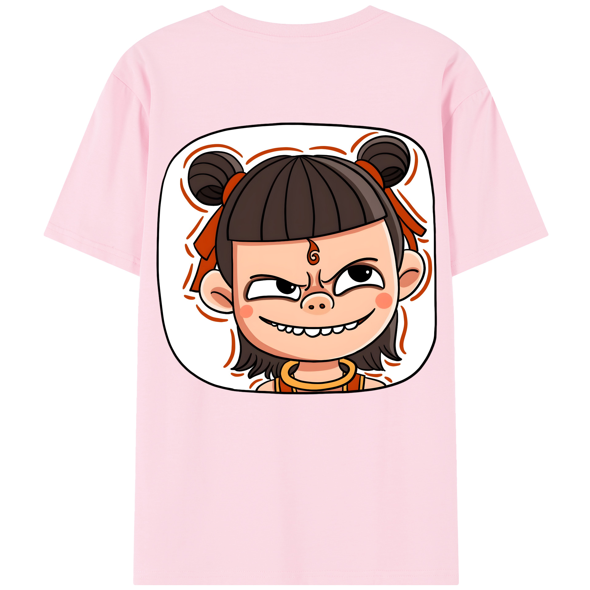（画像用） Ne Zha 2 ナタ 魔童の大暴れ 綿100％半袖Tシャツ（背面プリント）