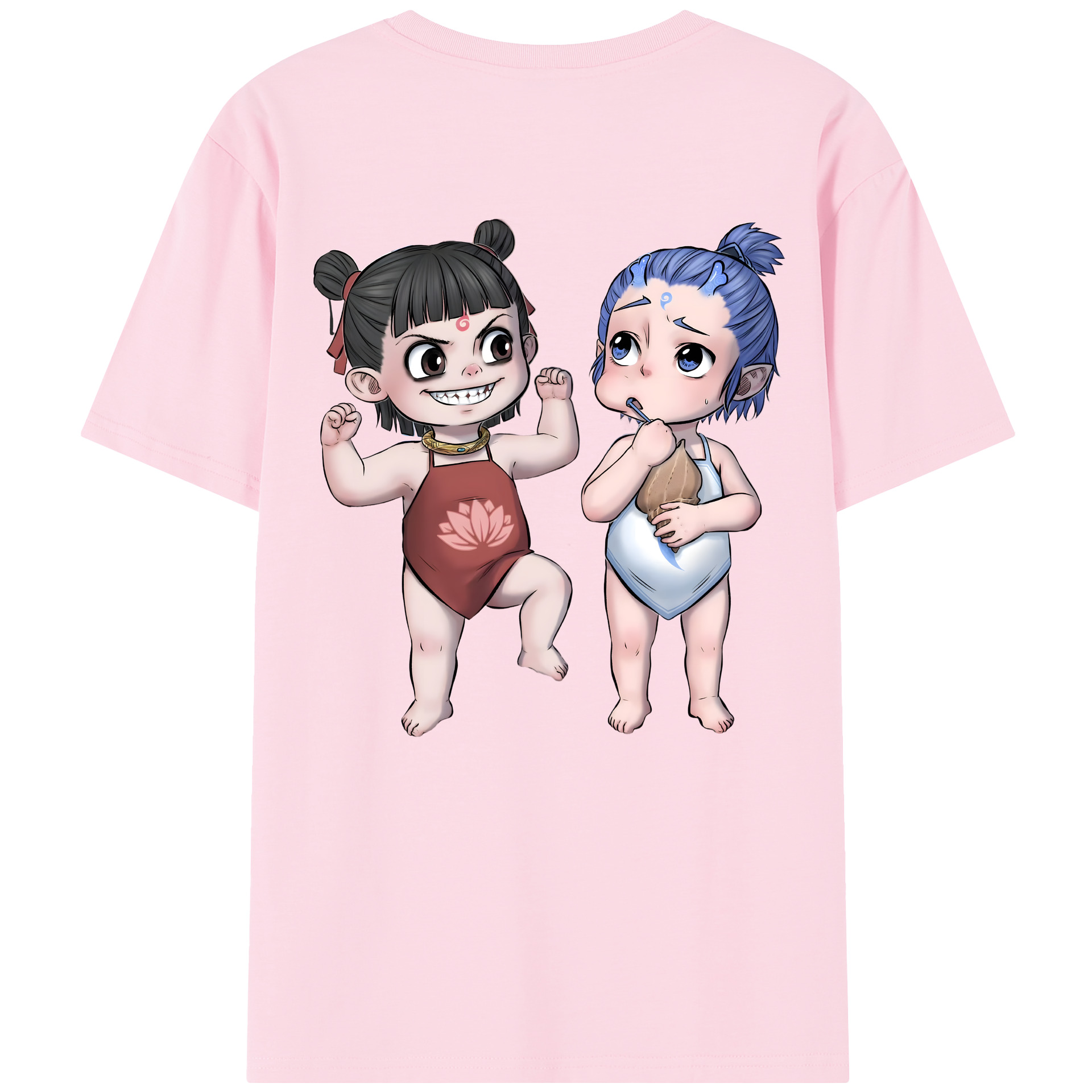 （画像用） Ne Zha 2 ナタ 魔童の大暴れ 綿100％半袖Tシャツ（背面プリント）