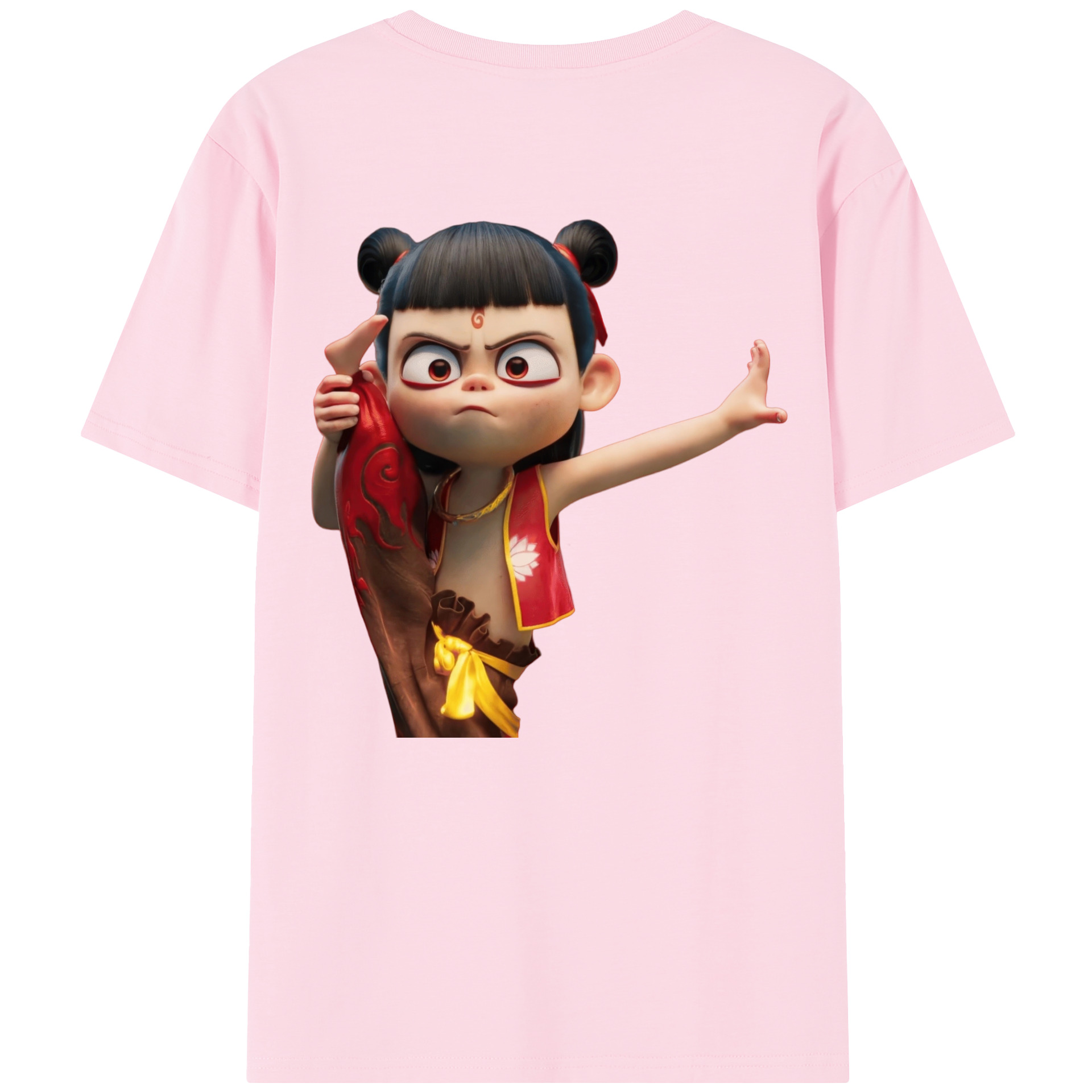 （画像用） Ne Zha 2 ナタ 魔童の大暴れ 綿100％半袖Tシャツ（背面プリント）