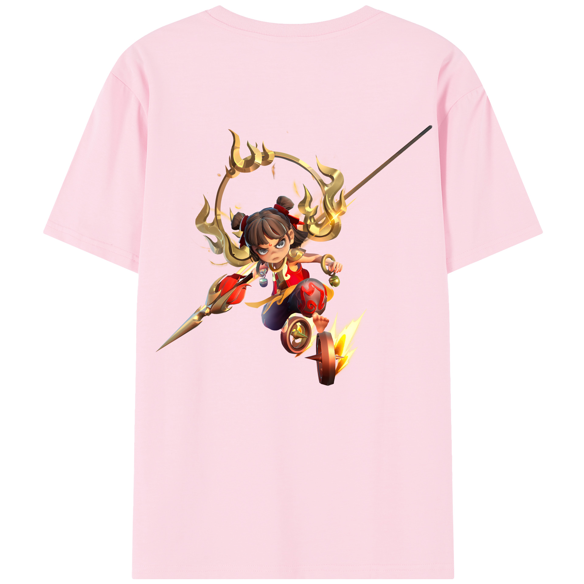 （画像用） Ne Zha 2 ナタ 魔童の大暴れ 綿100％半袖Tシャツ（背面プリント）