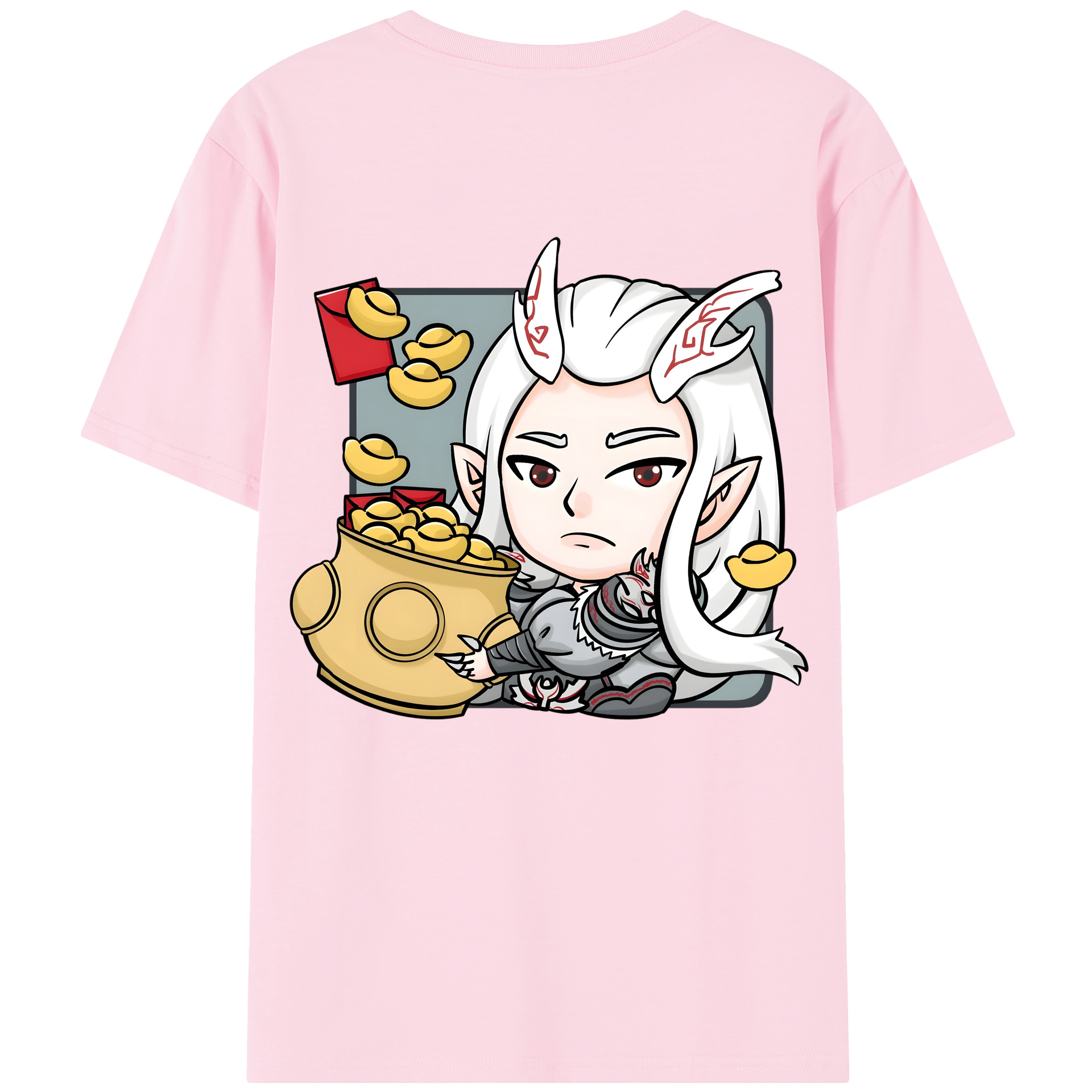（画像用） Ne Zha 2 ナタ 魔童の大暴れ 綿100％半袖Tシャツ（背面プリント）