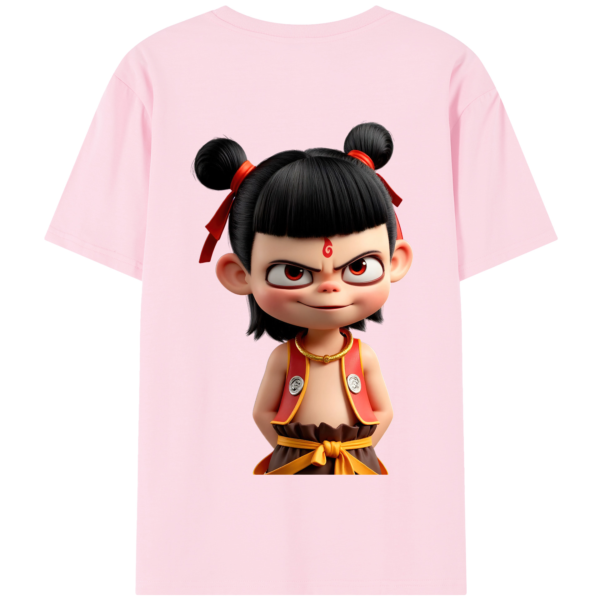 （画像用） Ne Zha 2 ナタ 魔童の大暴れ 綿100％半袖Tシャツ（背面プリント）
