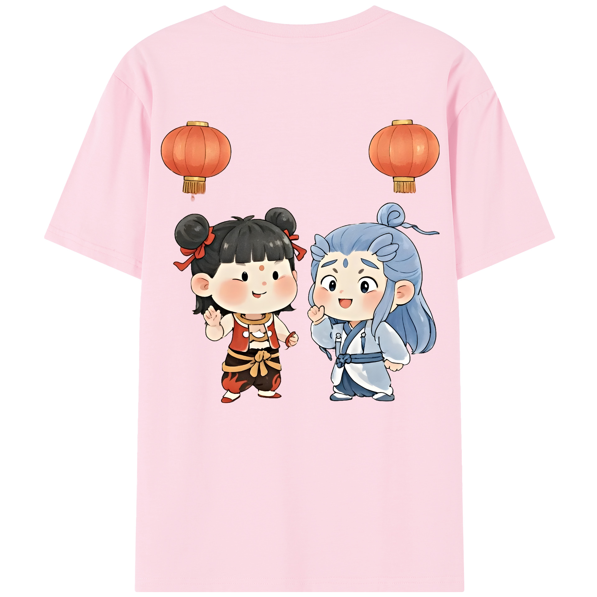 （画像用） Ne Zha 2 ナタ 魔童の大暴れ 綿100％半袖Tシャツ（背面プリント）