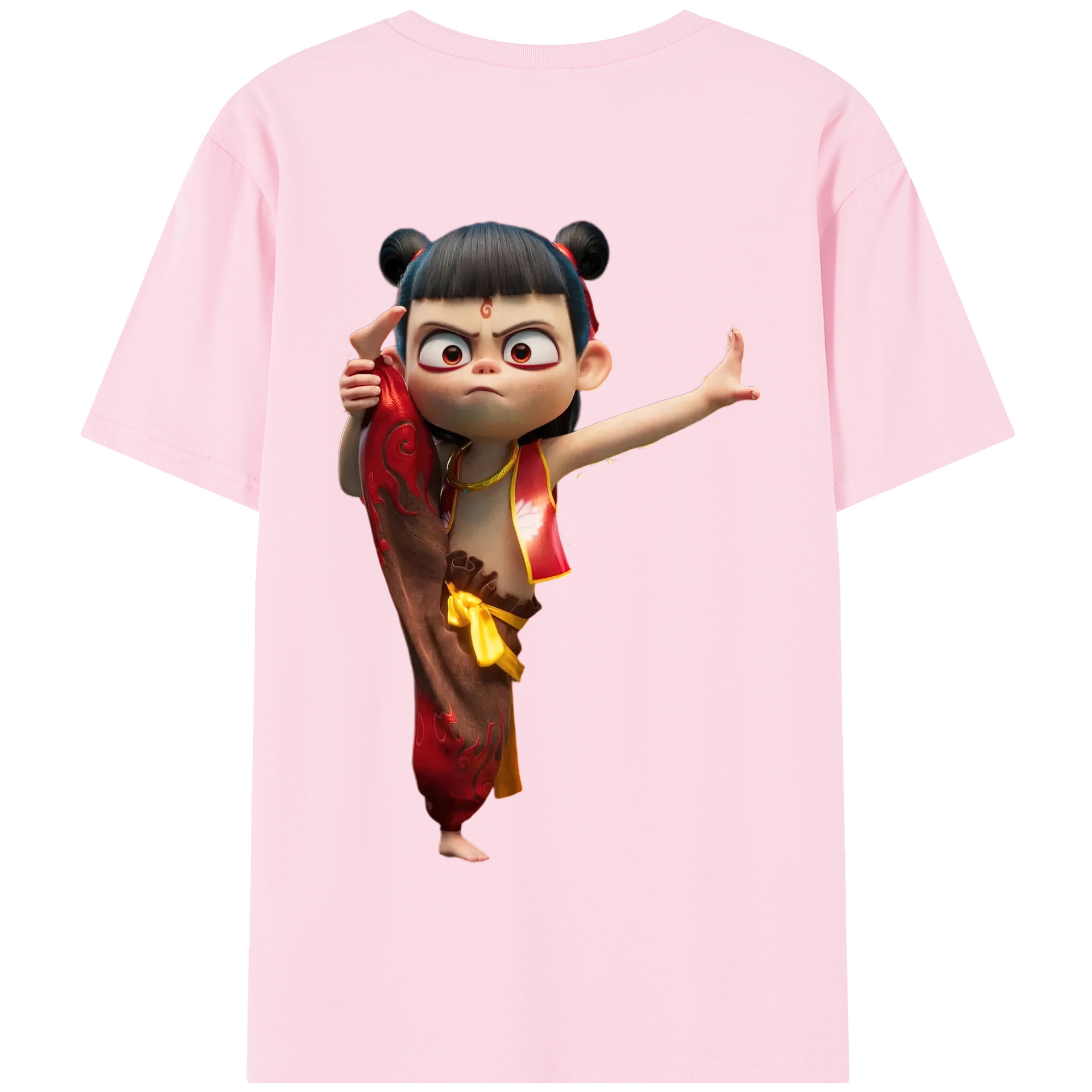（画像用） Ne Zha 2 ナタ 魔童の大暴れ 綿100％半袖Tシャツ（背面プリント）