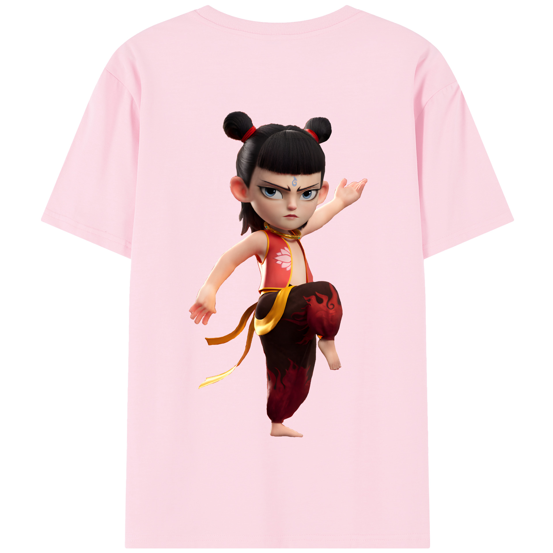 （画像用） Ne Zha 2 ナタ 魔童の大暴れ 綿100％半袖Tシャツ（背面プリント）