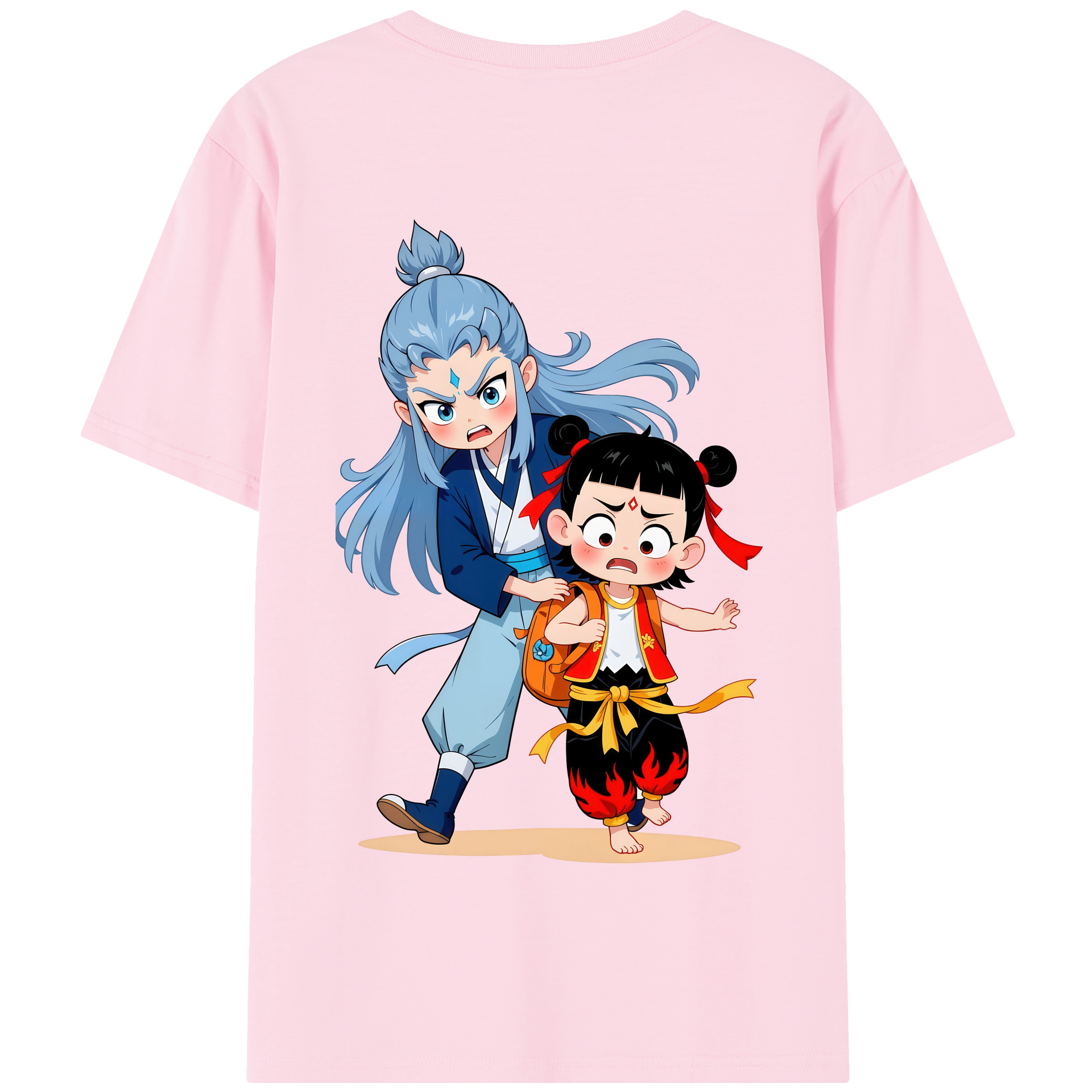 （画像用） Ne Zha 2 ナタ 魔童の大暴れ 綿100％半袖Tシャツ（背面プリント）