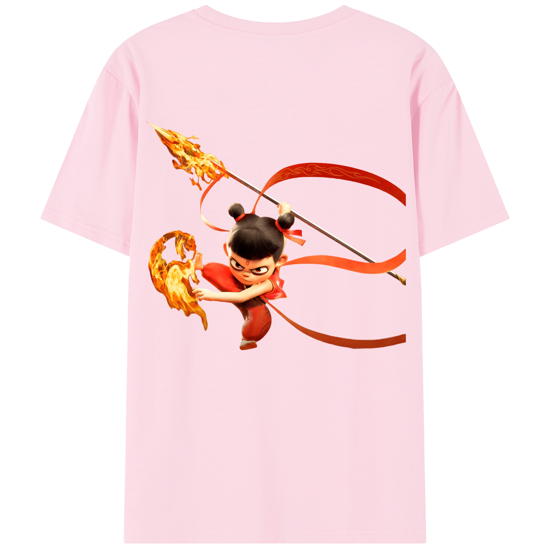 （画像用） Ne Zha 2 ナタ 魔童の大暴れ 綿100％半袖Tシャツ（背面プリント）