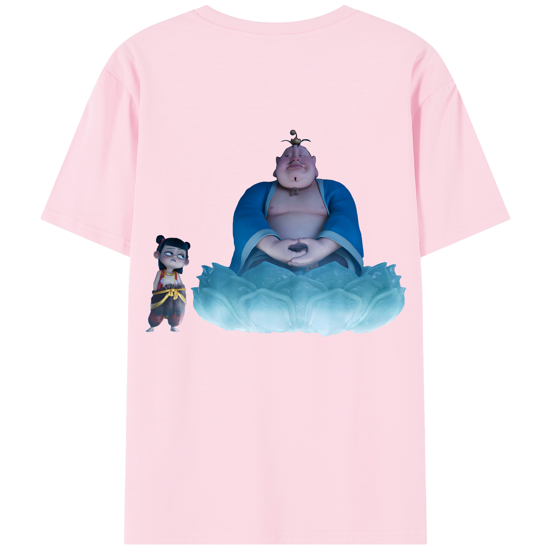 （画像用） Ne Zha 2 ナタ 魔童の大暴れ 綿100％半袖Tシャツ（背面プリント）
