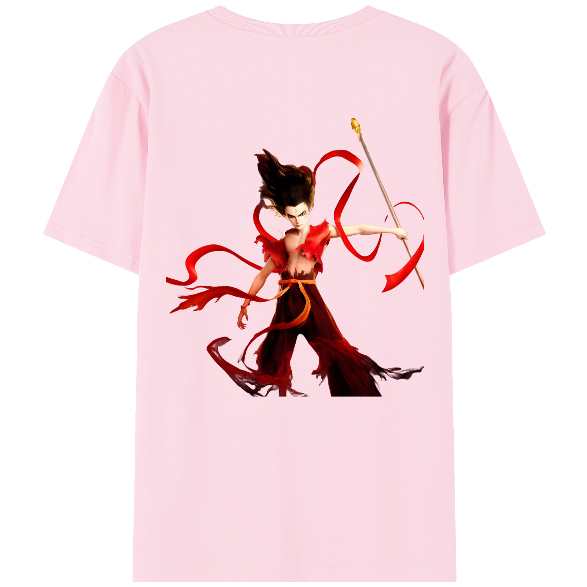 （画像用） Ne Zha 2 ナタ 魔童の大暴れ 綿100％半袖Tシャツ（背面プリント）