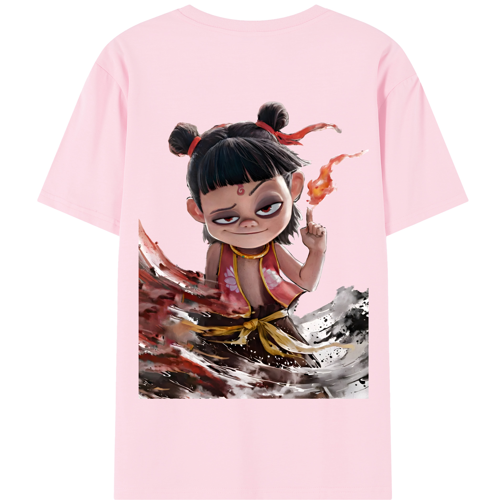 （画像用） Ne Zha 2 ナタ 魔童の大暴れ 綿100％半袖Tシャツ（背面プリント）