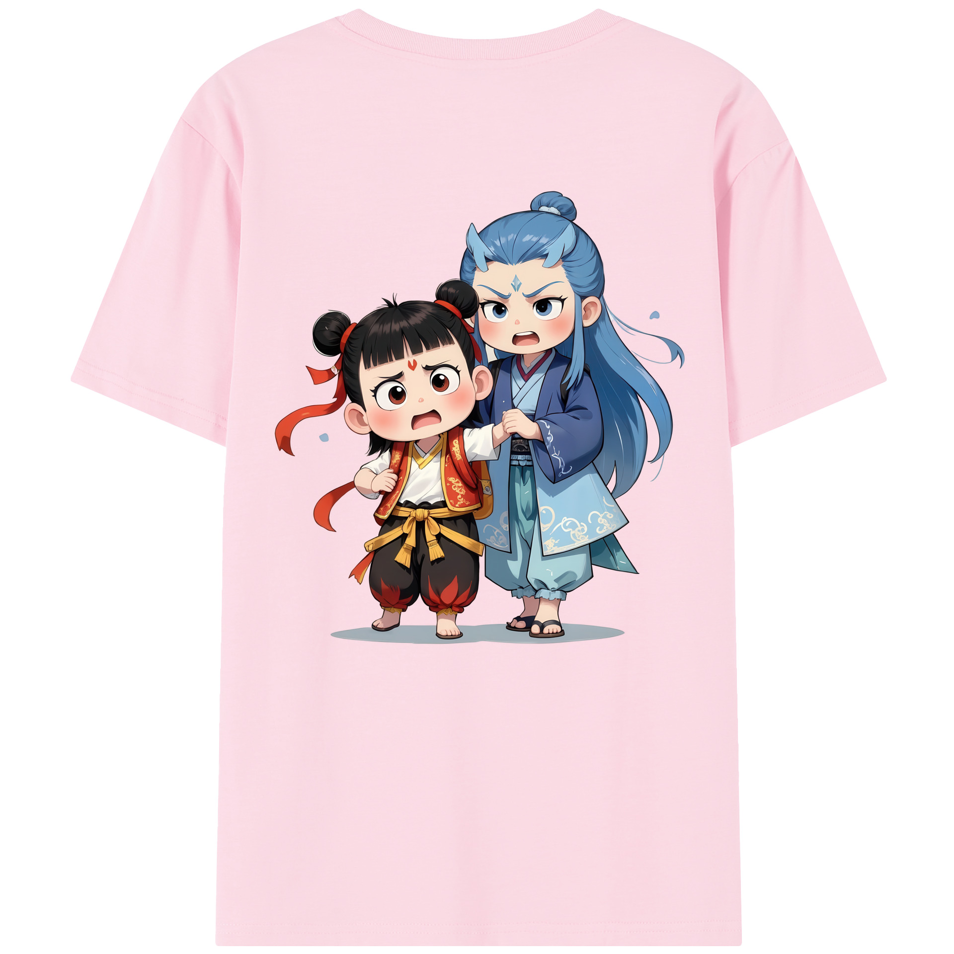 （画像用） Ne Zha 2 ナタ 魔童の大暴れ 綿100％半袖Tシャツ（背面プリント）