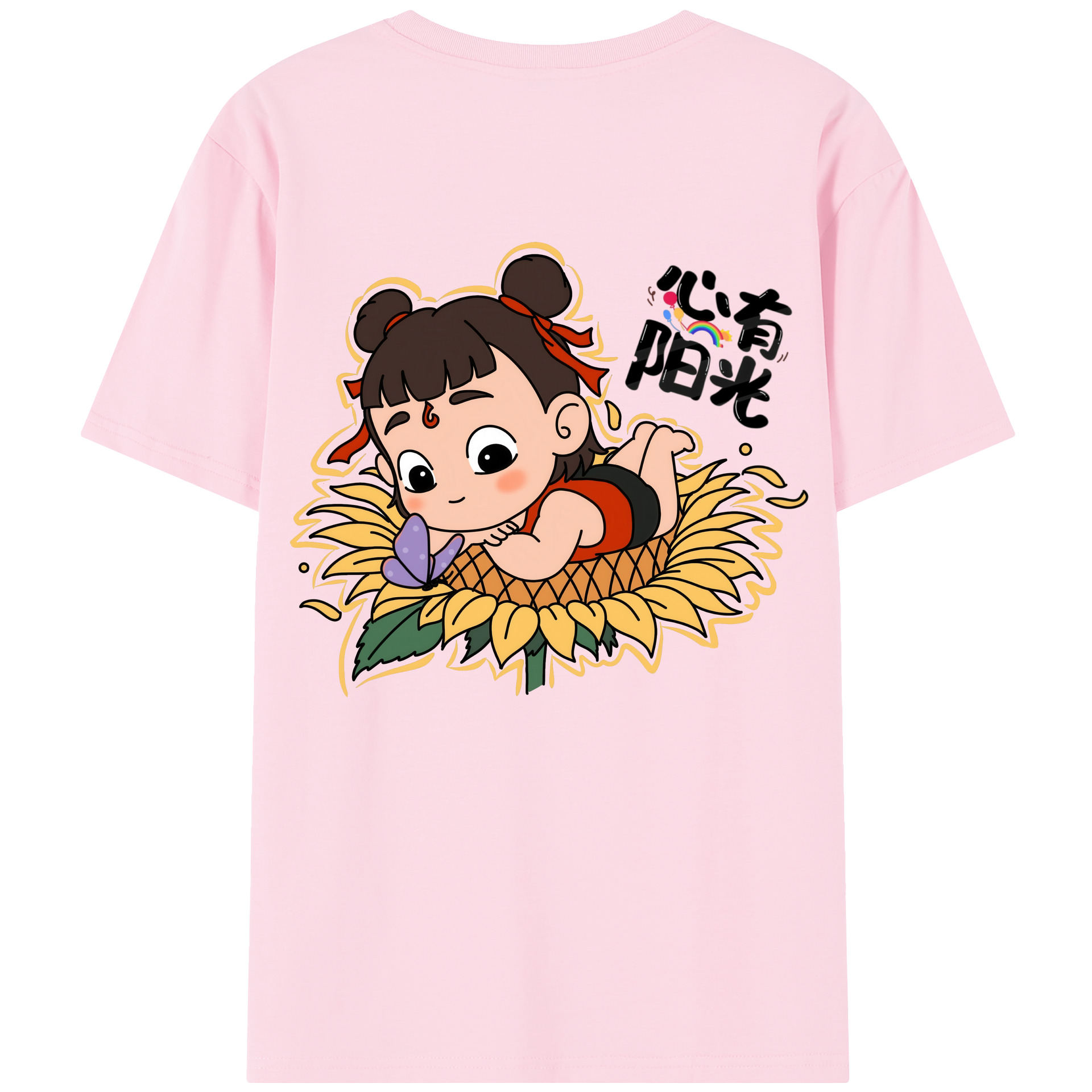 （画像用） Ne Zha 2 ナタ 魔童の大暴れ 綿100％半袖Tシャツ（背面プリント）