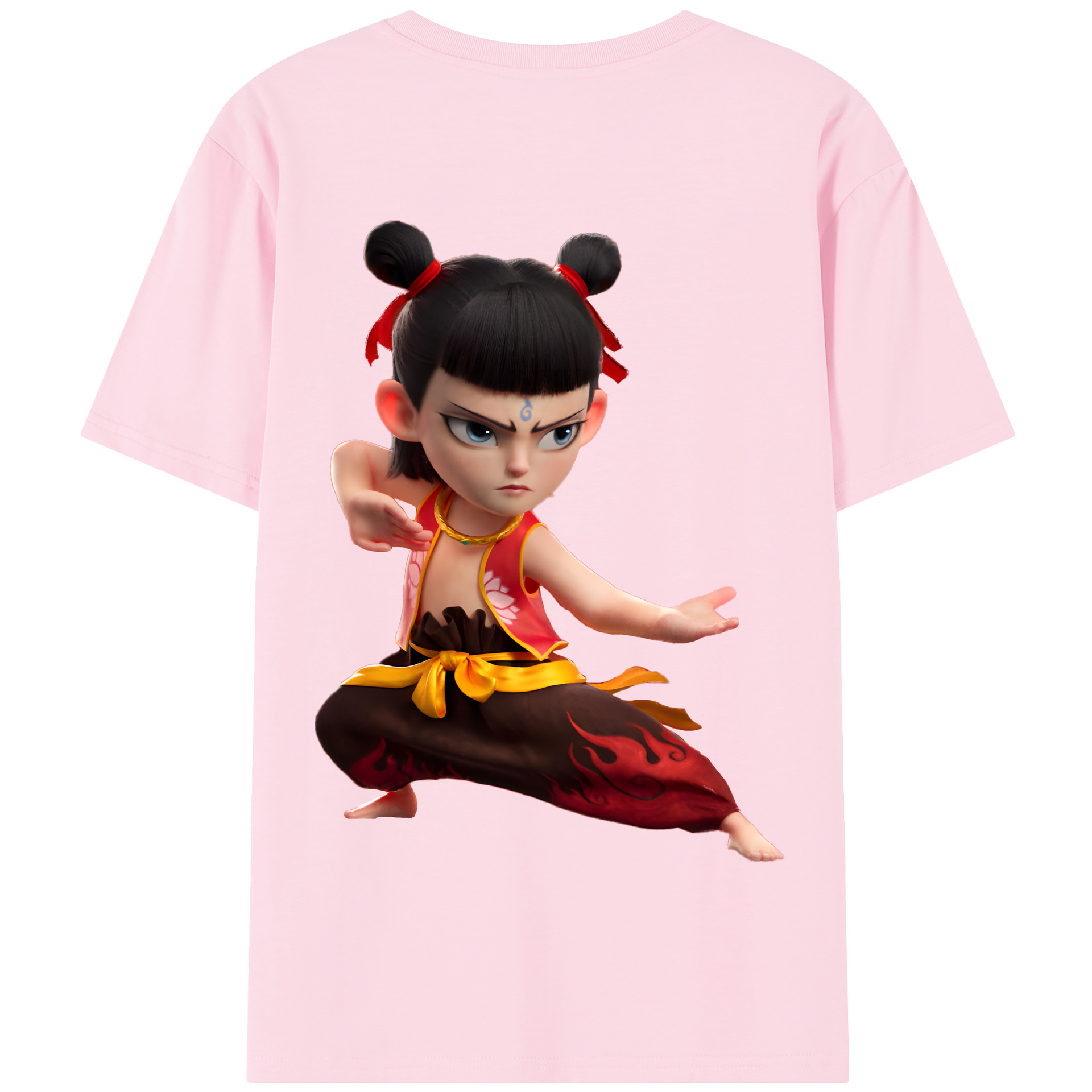 （画像用） Ne Zha 2 ナタ 魔童の大暴れ 綿100％半袖Tシャツ（背面プリント）